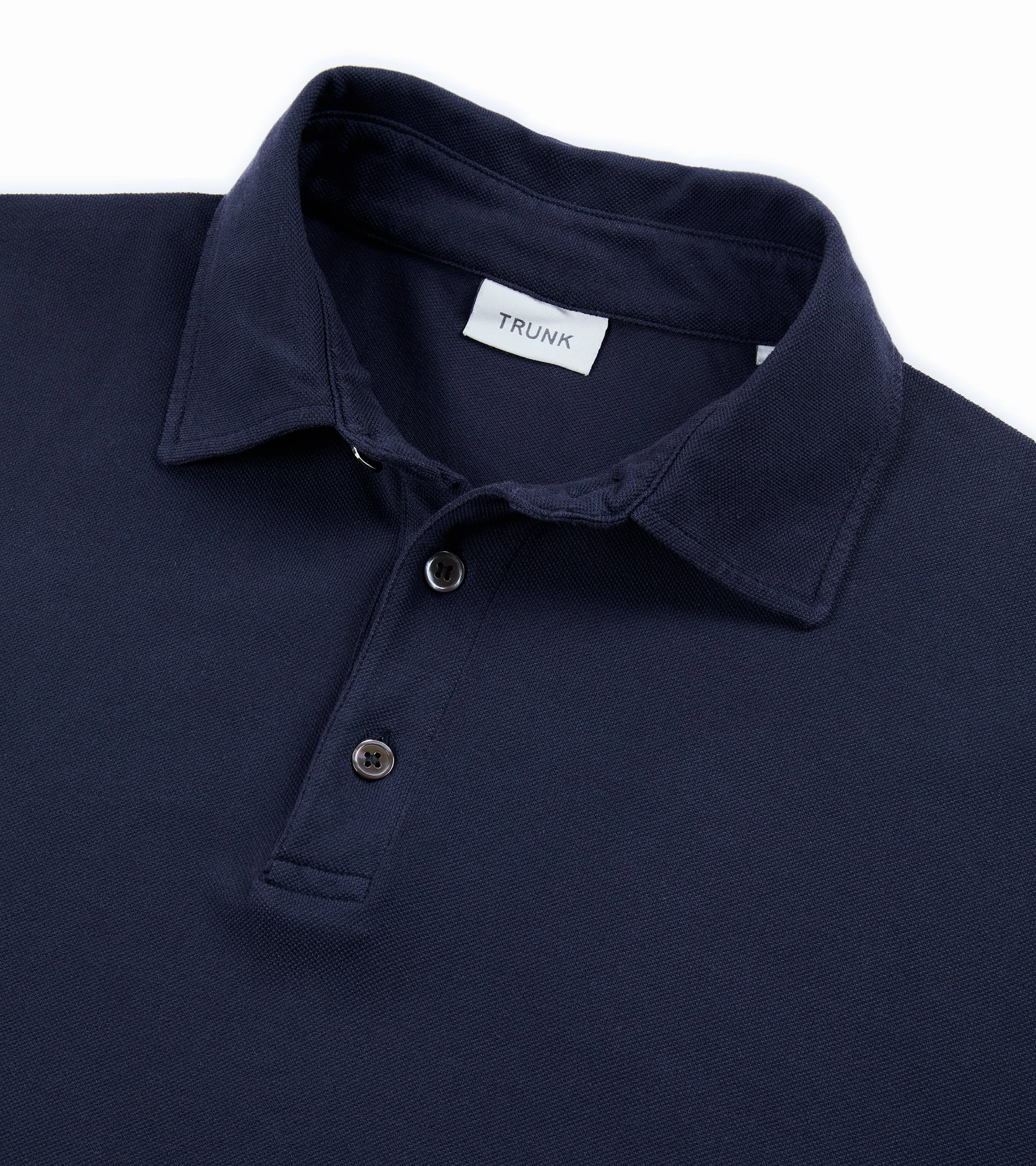 Trunk Moxon Long Sleeve Polo Shirt: Navy Breathable knit Essential Style