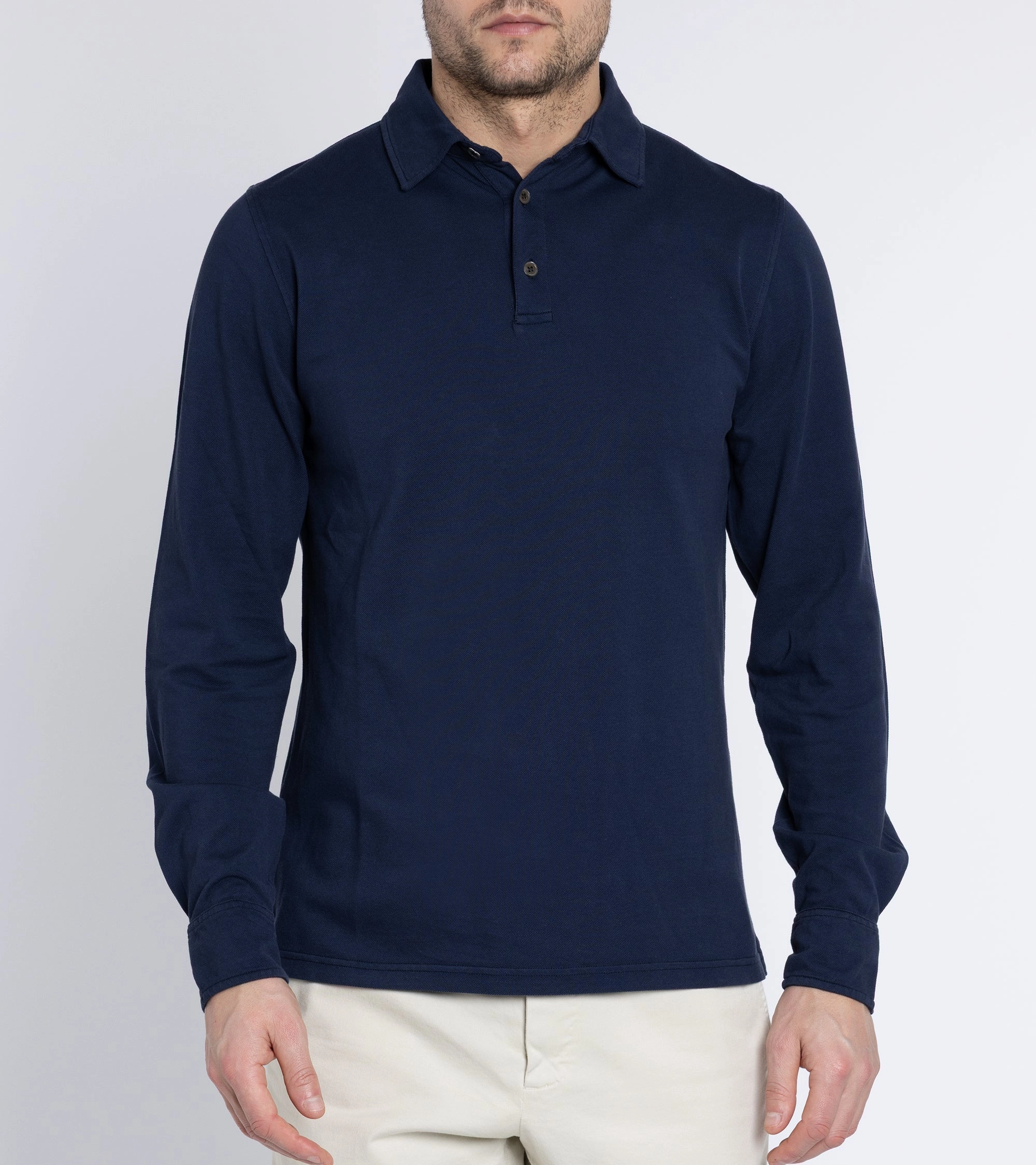 Trunk Moxon Long Sleeve Polo Shirt: Navy Flexible Layer