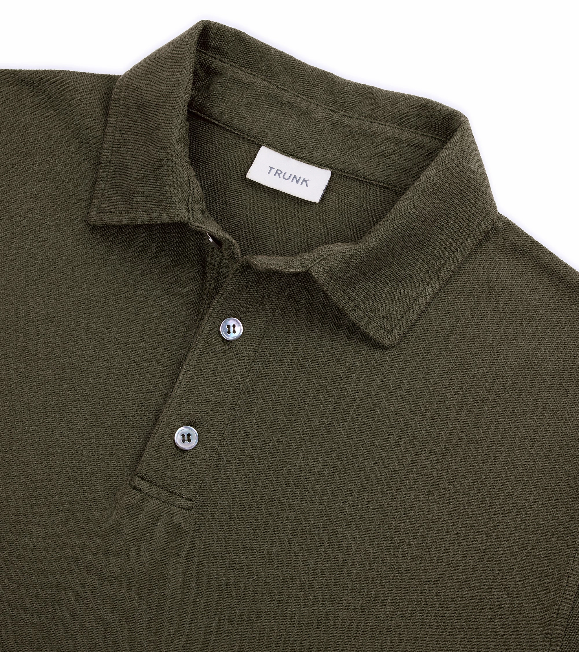 Trunk Moxon Long Sleeve Polo Shirt: Olive Moss Urban Look Workout Friendly