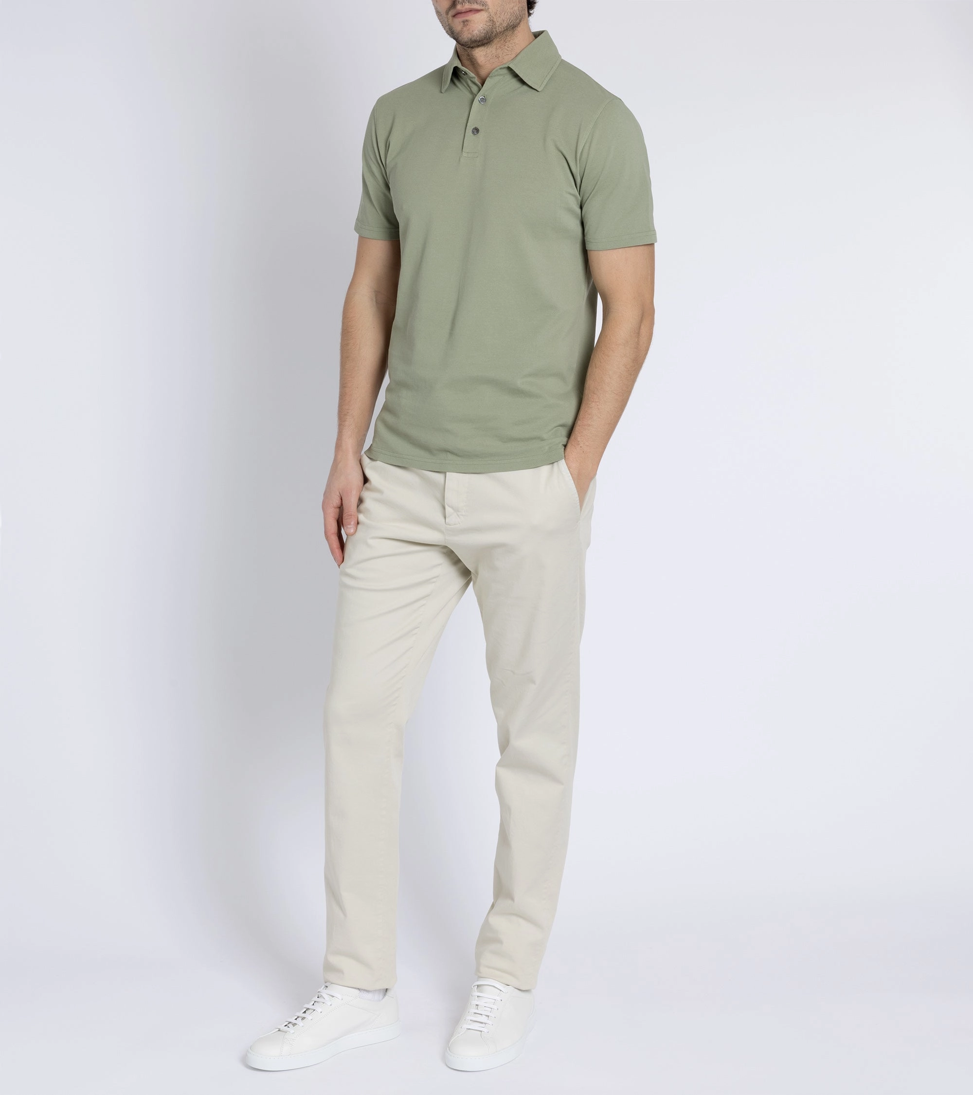 Layering Staple Trunk Moxon Short Sleeve Polo Shirt: Green Tea