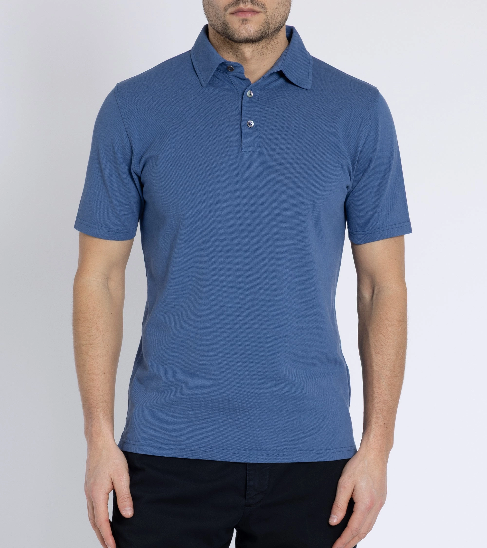 Golf Outfit Trunk Moxon Short Sleeve Polo Shirt: Mid Blue