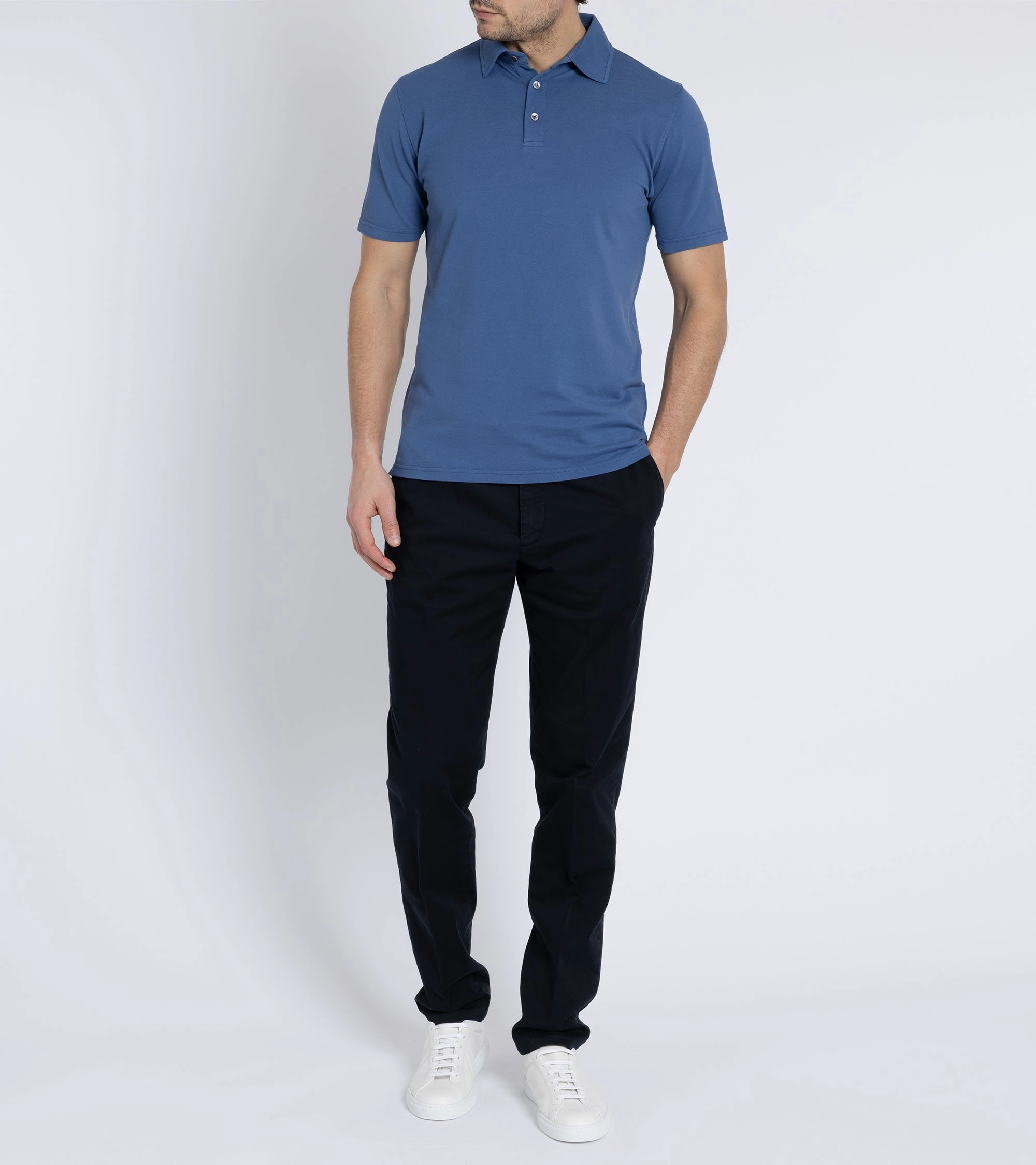 Trunk Moxon Short Sleeve Polo Shirt: Mid Blue Versatile Design SnagResistant Weave