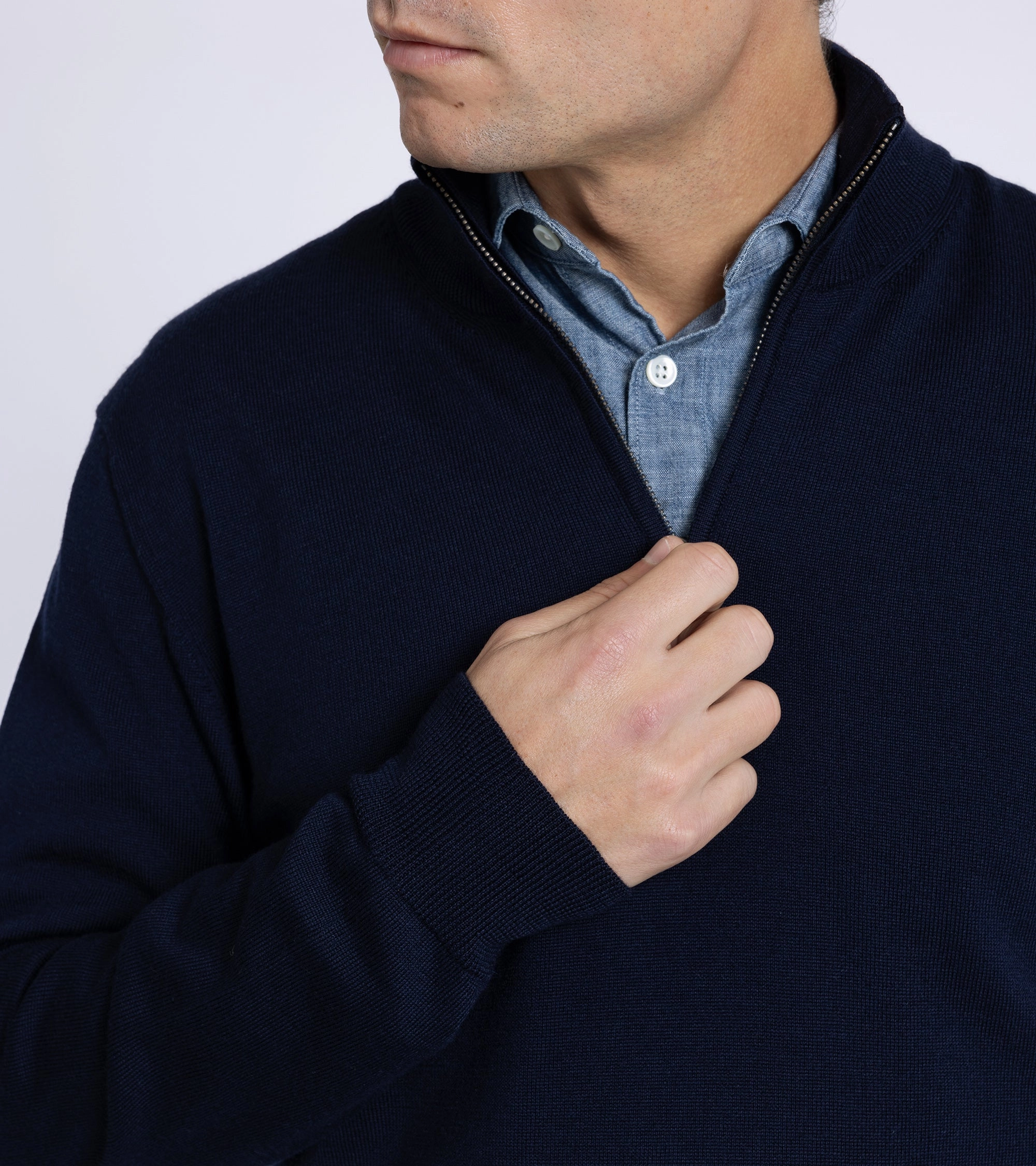 Trunk Trebeck Merino Half Zip Sweater: Navy Work Friendly
