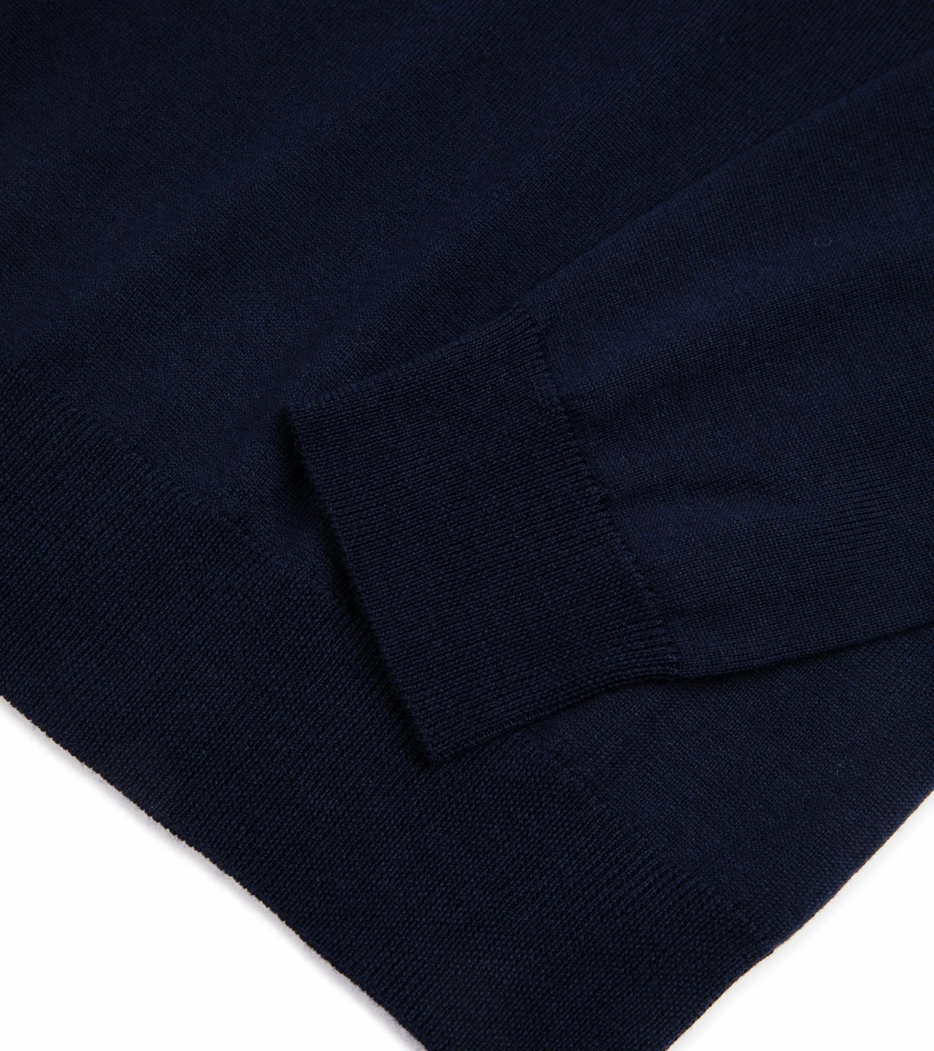 Trunk Trebeck Merino Half Zip Sweater: Navy PreShrunk Fabric