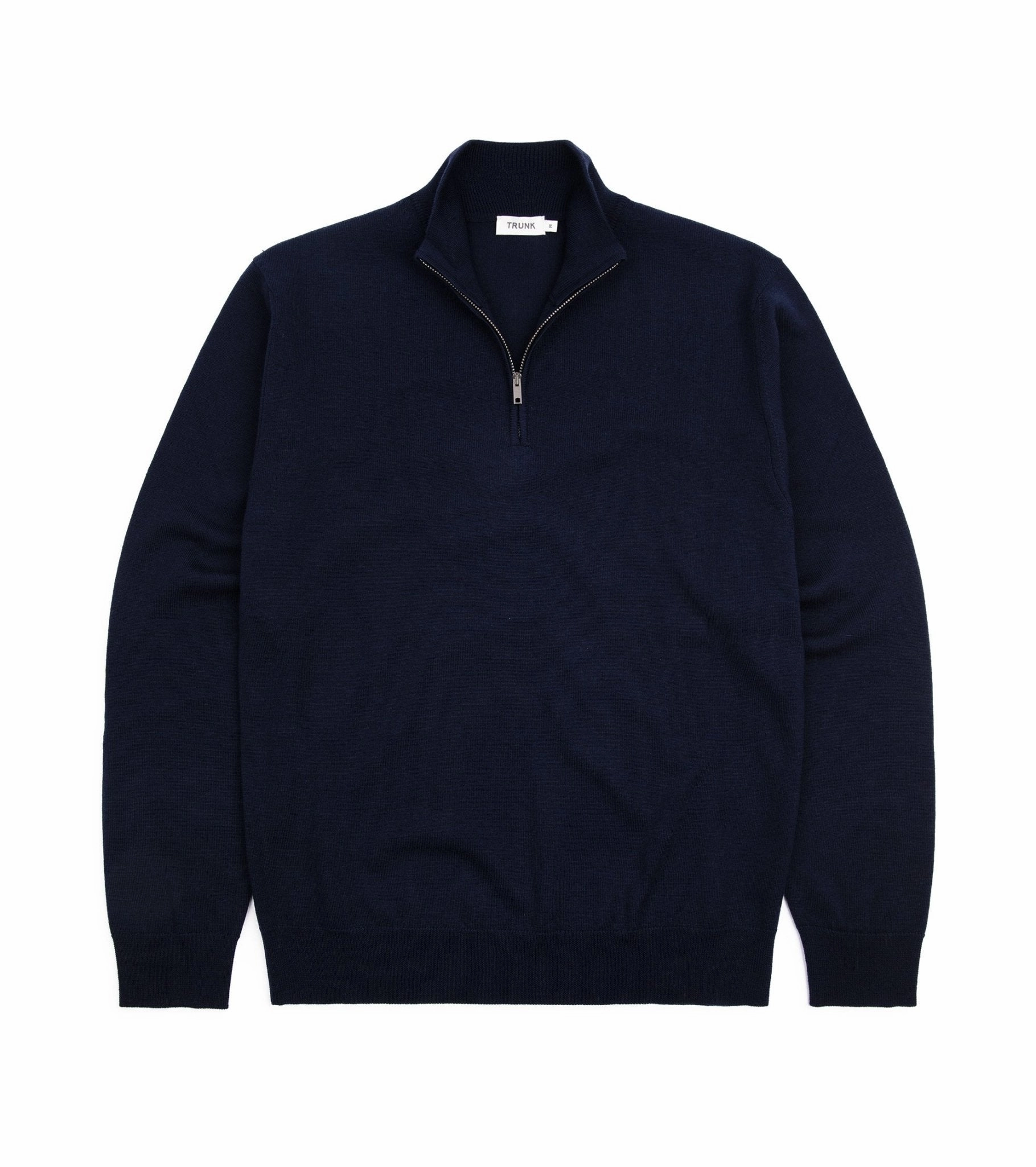 Trunk Trebeck Merino Half Zip Sweater: Navy Hypoallergenic Fiber Blend