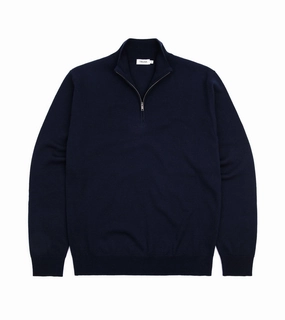 Trunk Trebeck Merino Half Zip Sweater: Navy Hypoallergenic Fiber Blend