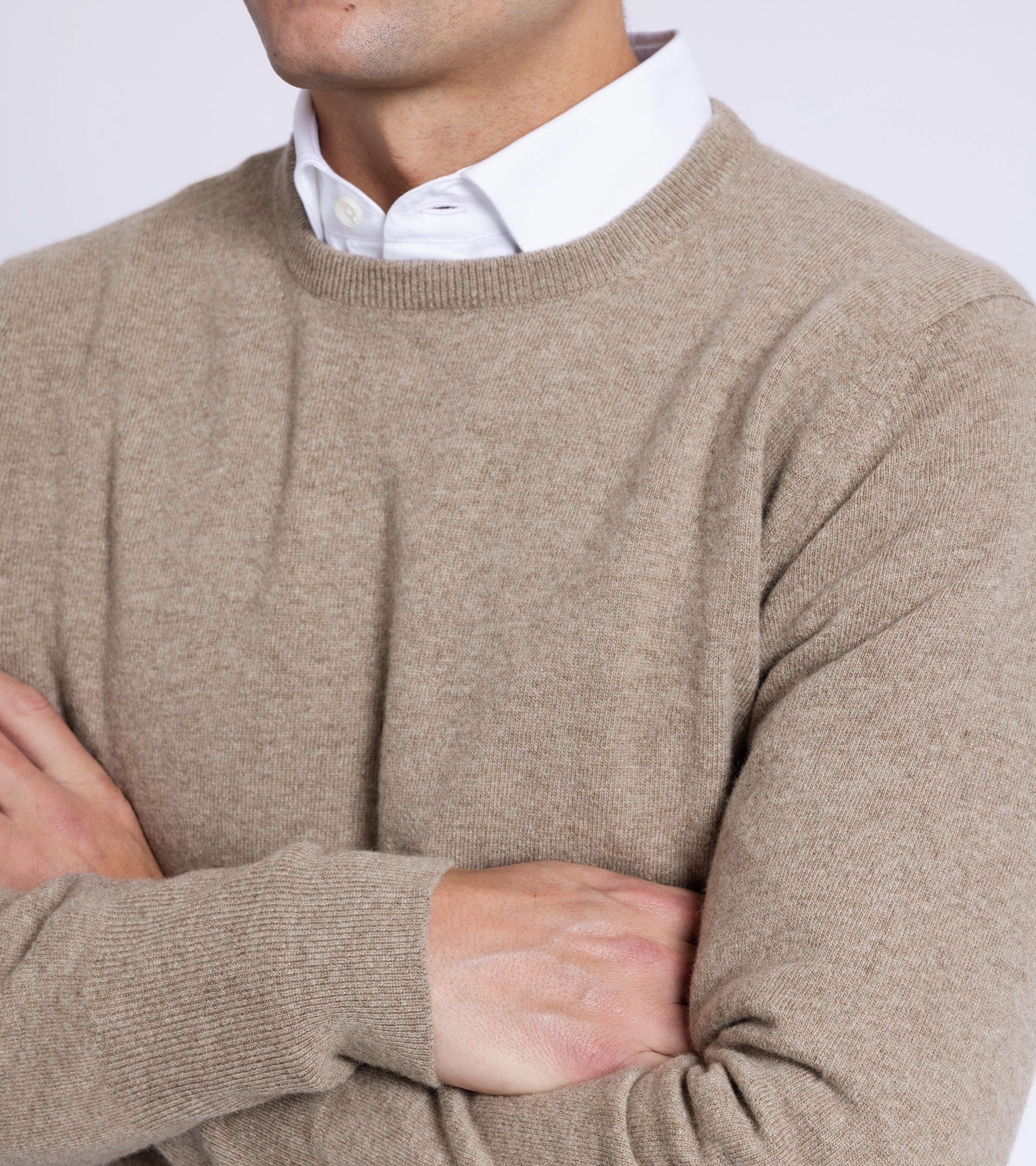 Trunk Walden Geelong Crew Neck Sweater: Natural AntiPilling Finish Ribbed Hem Detail