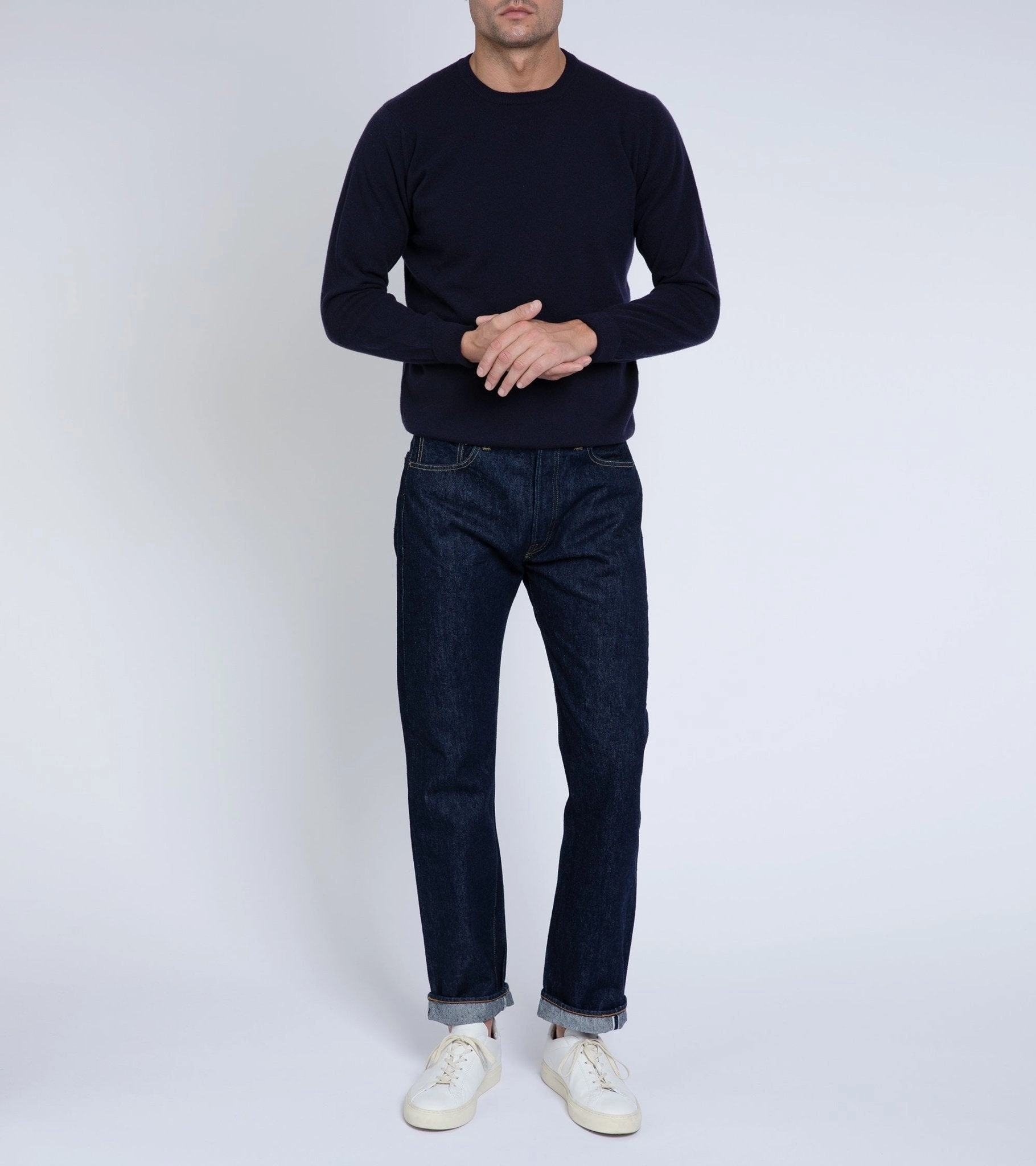 Weekend Comfort Reinforced Hem Trunk Walden Geelong Crew Neck Sweater: Navy