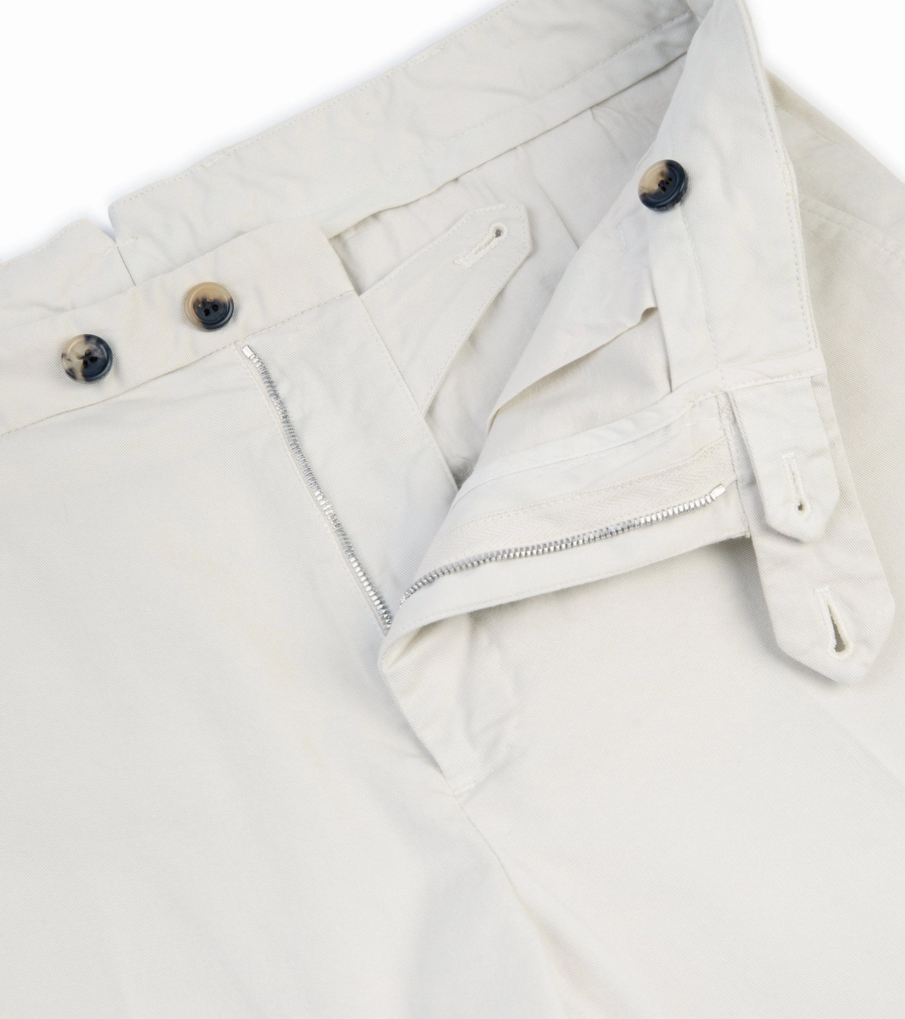 Cozy Casual Sporty Fit Trunk Welbeck Flat Front Cotton Trousers: Bone