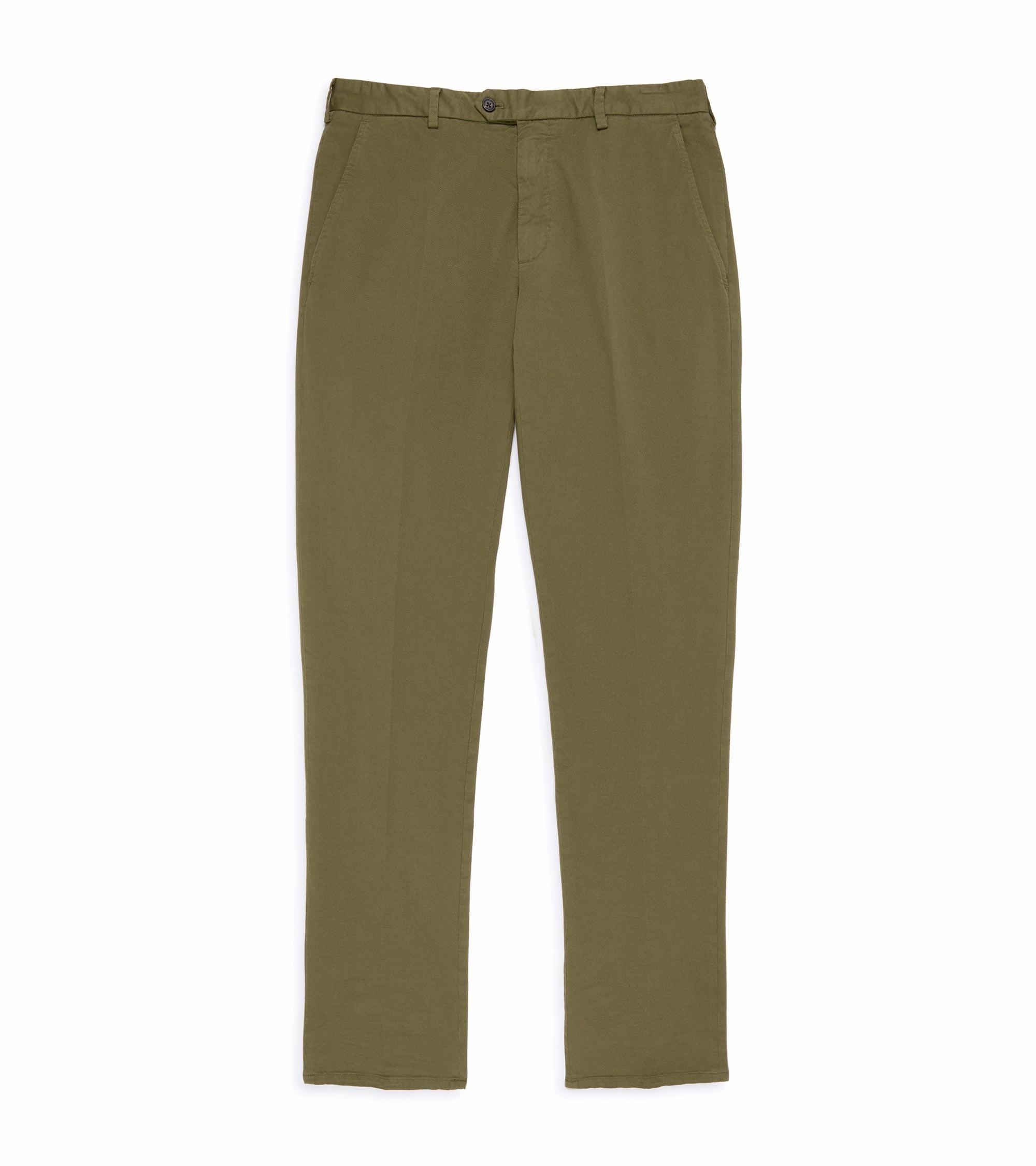 StretchMaterial Anti Pilling Surface Trunk Welbeck Flat Front Cotton Trousers: Moss Green