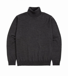 Trunk William Merino Roll Neck Sweater: Charcoal Subtle Elegance