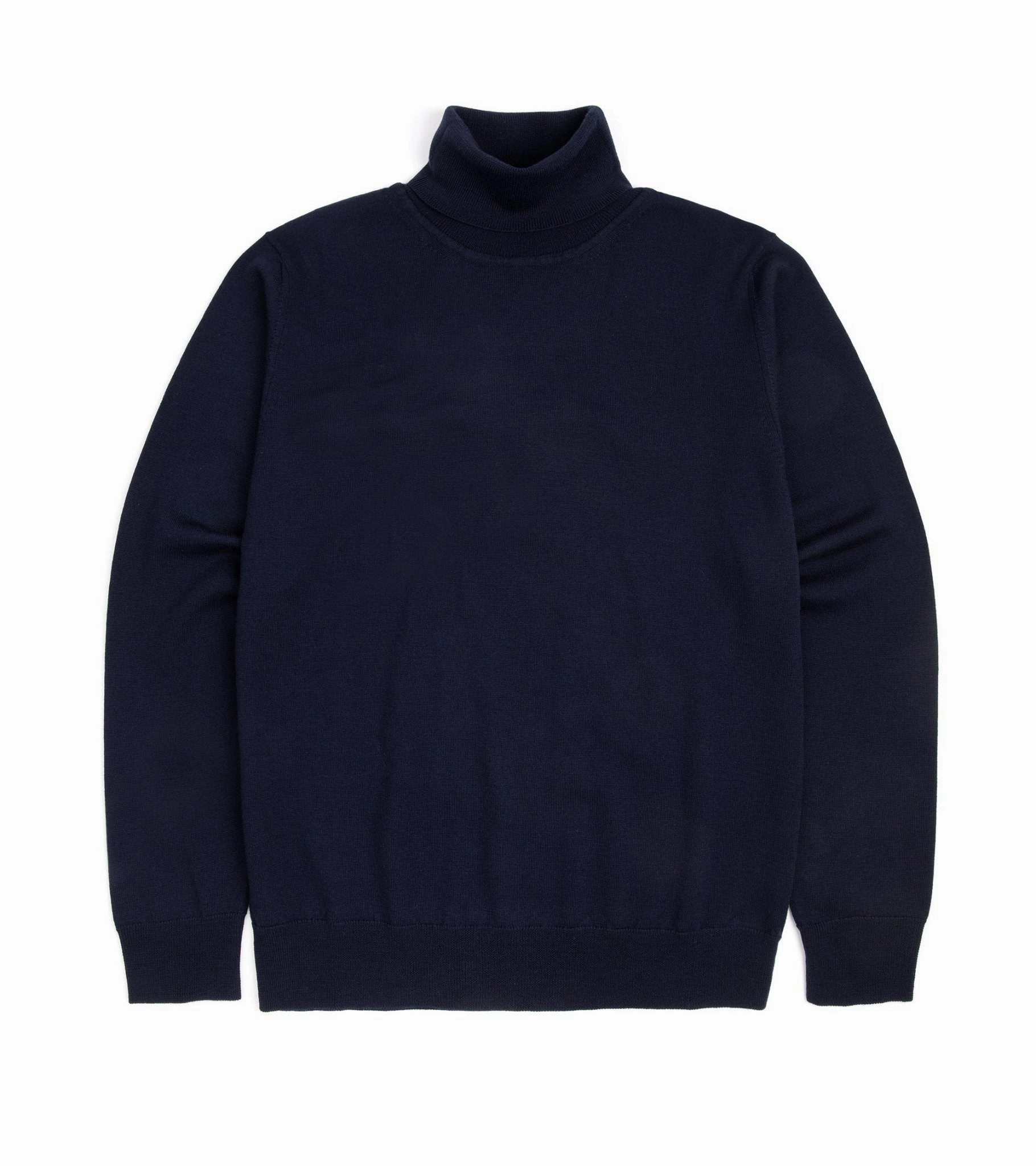 Trunk William Merino Roll Neck Sweater: Navy Chunky Cable Knit