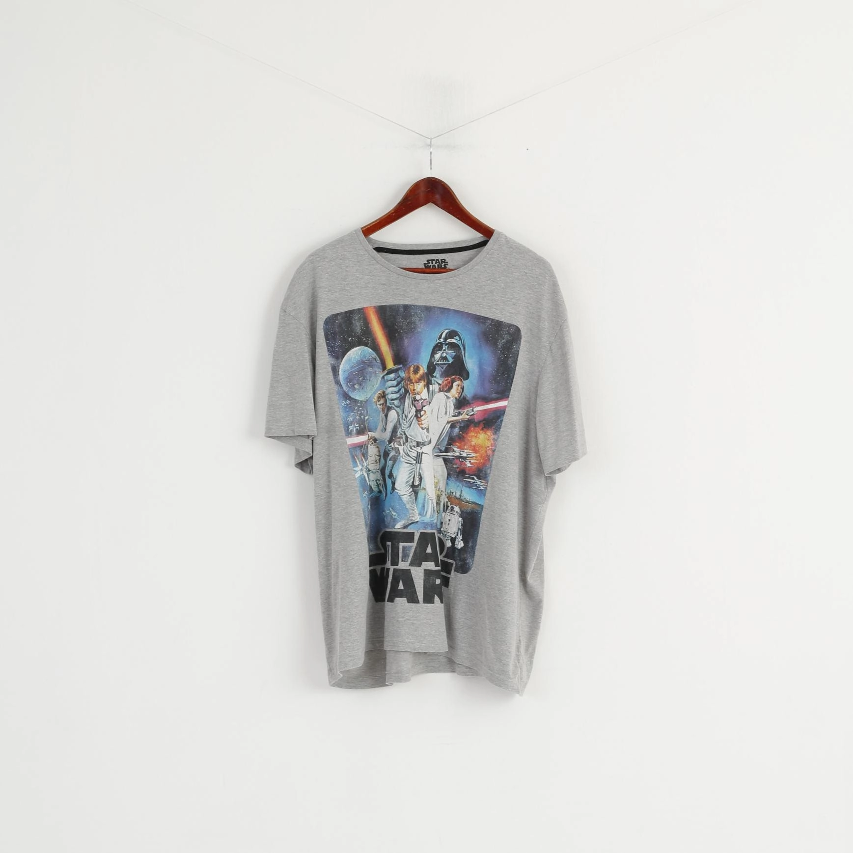 Sporty Top Sleep TU Star Wars Men XXL Shirt Grey Cotton Graphic Short Sleeve Basic Top