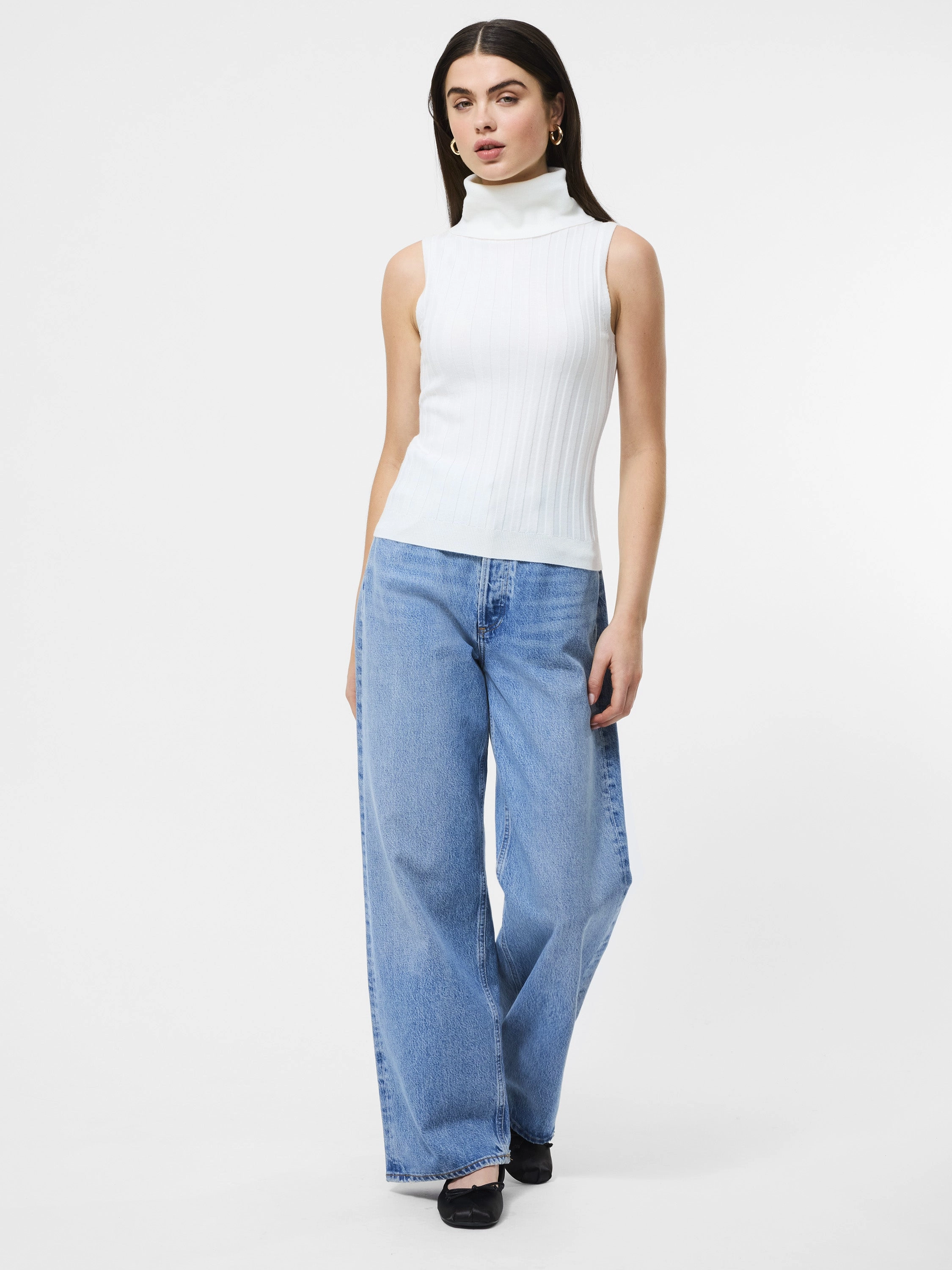 Turtleneck Tank Sweater Breathable Texture