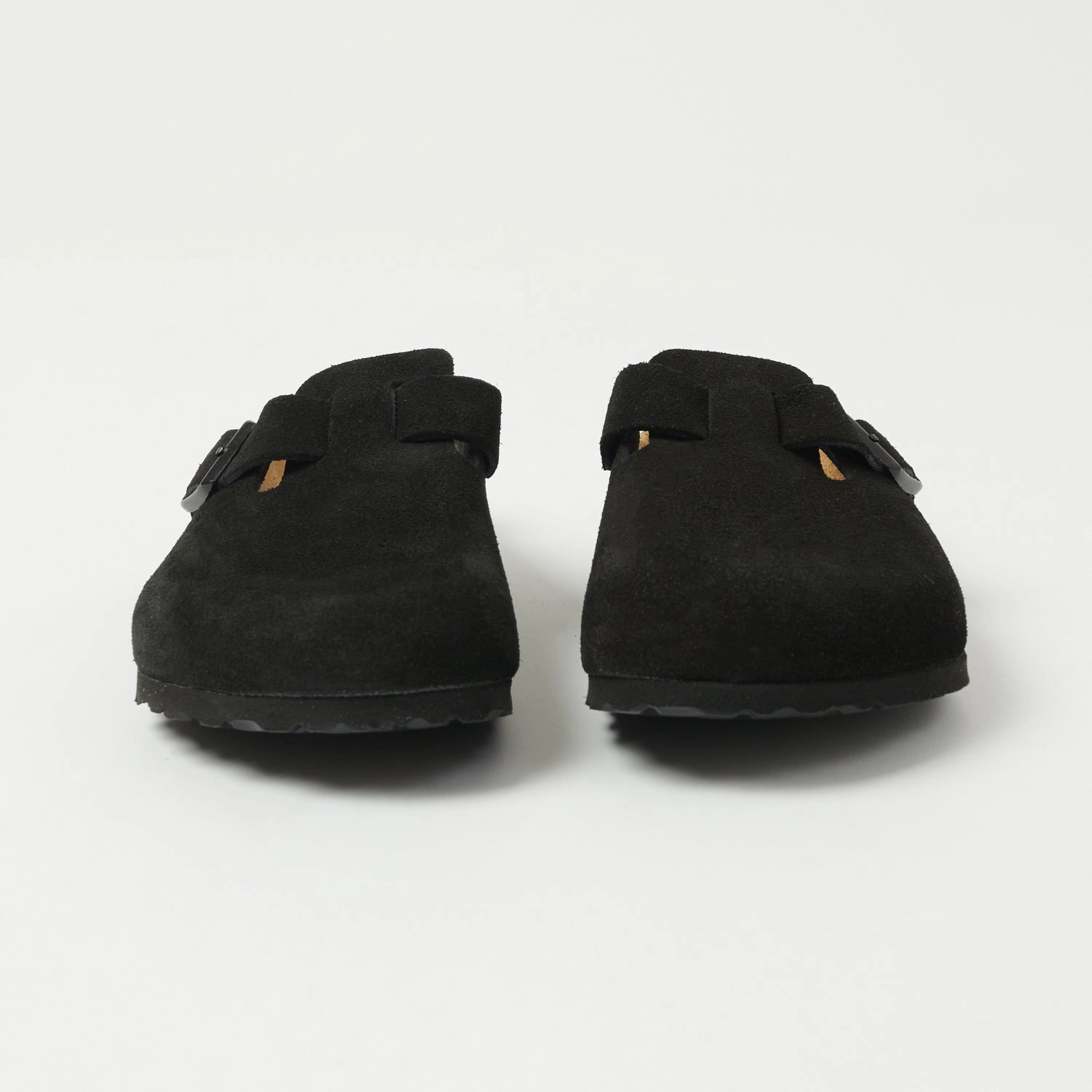 Molded Footbed Birkenstock Boston Suede Leather Shoe - Black