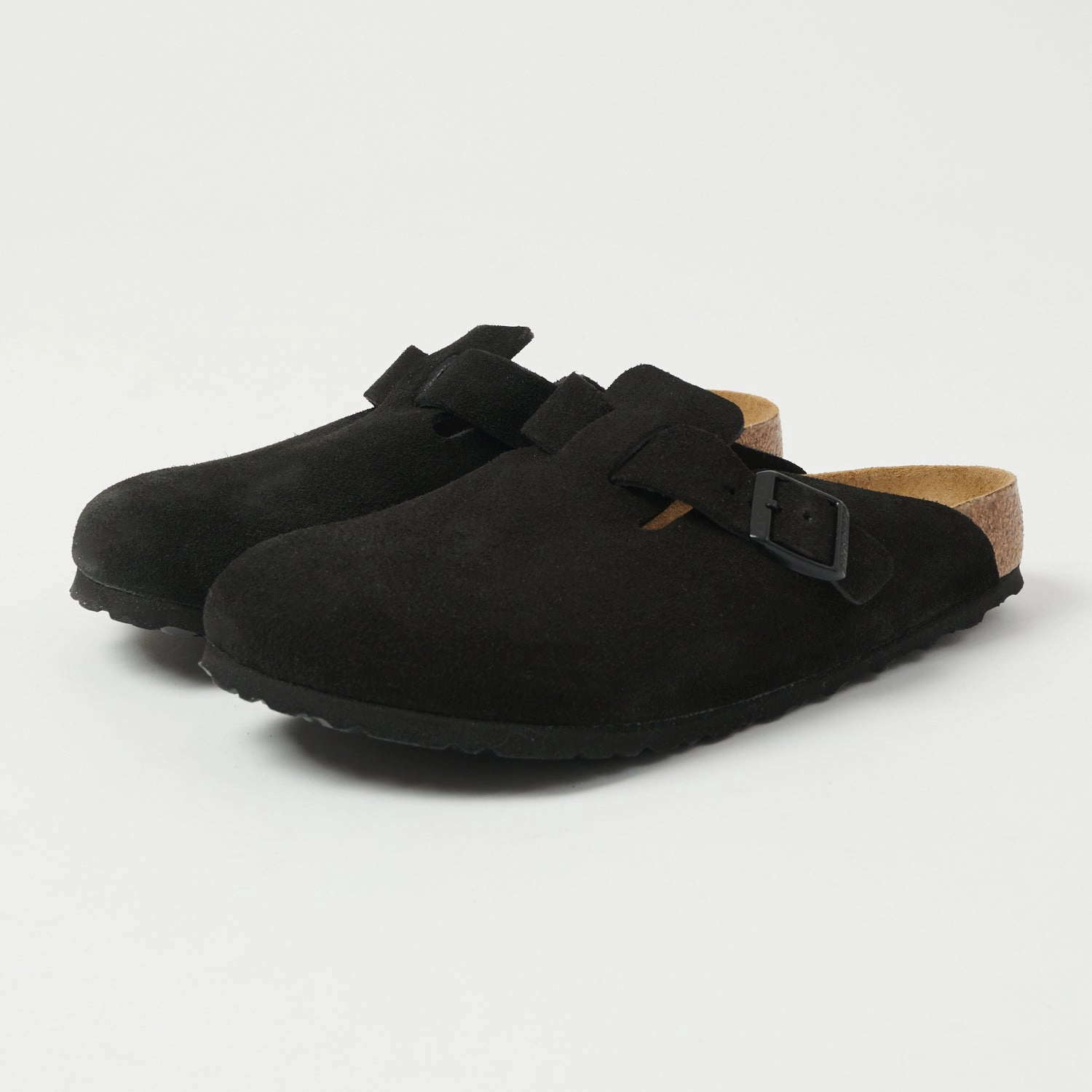 Birkenstock Boston Suede Leather Shoe - Black Effortless Walking Casual Appeal