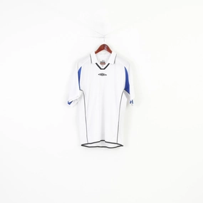 Umbro Men L Polo Shirt White Training V Neck Activewear Training Jersey Top Travel Style budget-friendly