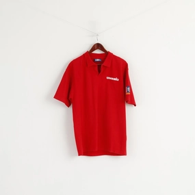 Umbro Men XL (L) Polo Shirt Red Cotton Pro Training Short Sleeve Classic Top Ethically Sourced Material Chic And Comfortable