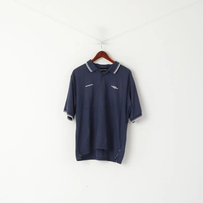Everyday Style Umbro Men XL Polo Shirt Navy Cotton Blend SHort Sleeve Vintage 90s Top