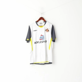 Umbro Men XL Shirt White Sunderland Football Club 2009 / 2010 Jersey Sport Top Ultra Soft Blend Relaxed Outfit