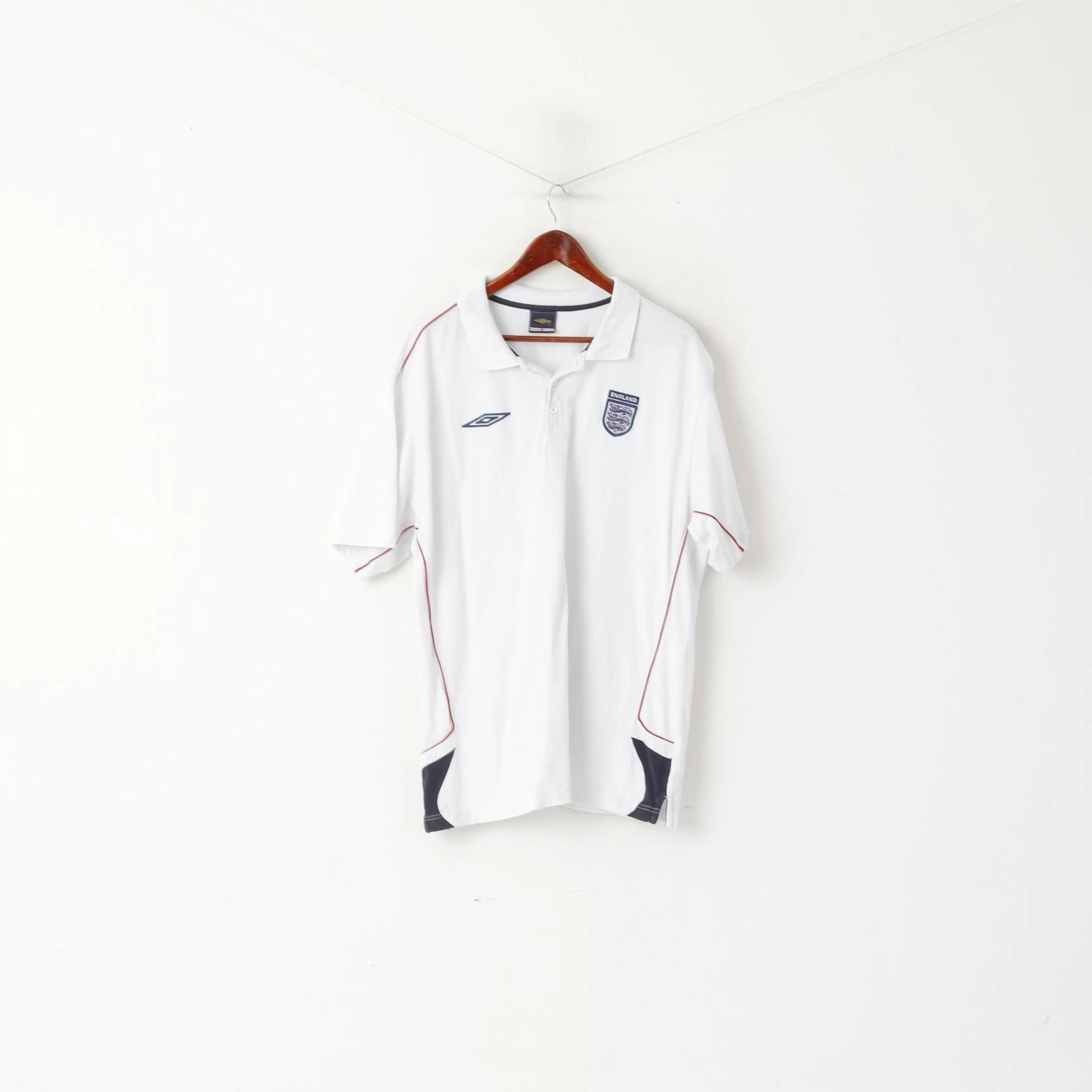 Versatile Comfort Comfort Fit Design Umbro Men XXL Polo Shirt White Cotton Nationale England Football Team Top