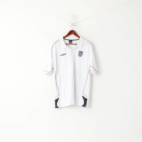 Versatile Comfort Comfort Fit Design Umbro Men XXL Polo Shirt White Cotton Nationale England Football Team Top