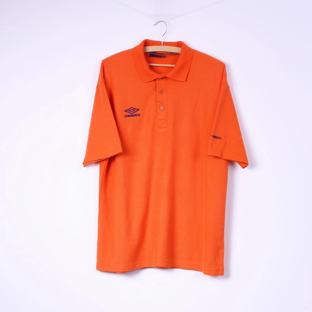 Skin Friendly Lining Umbro Mens M Polo Shirt Orange Detailed Buttons Cotton Blend Top