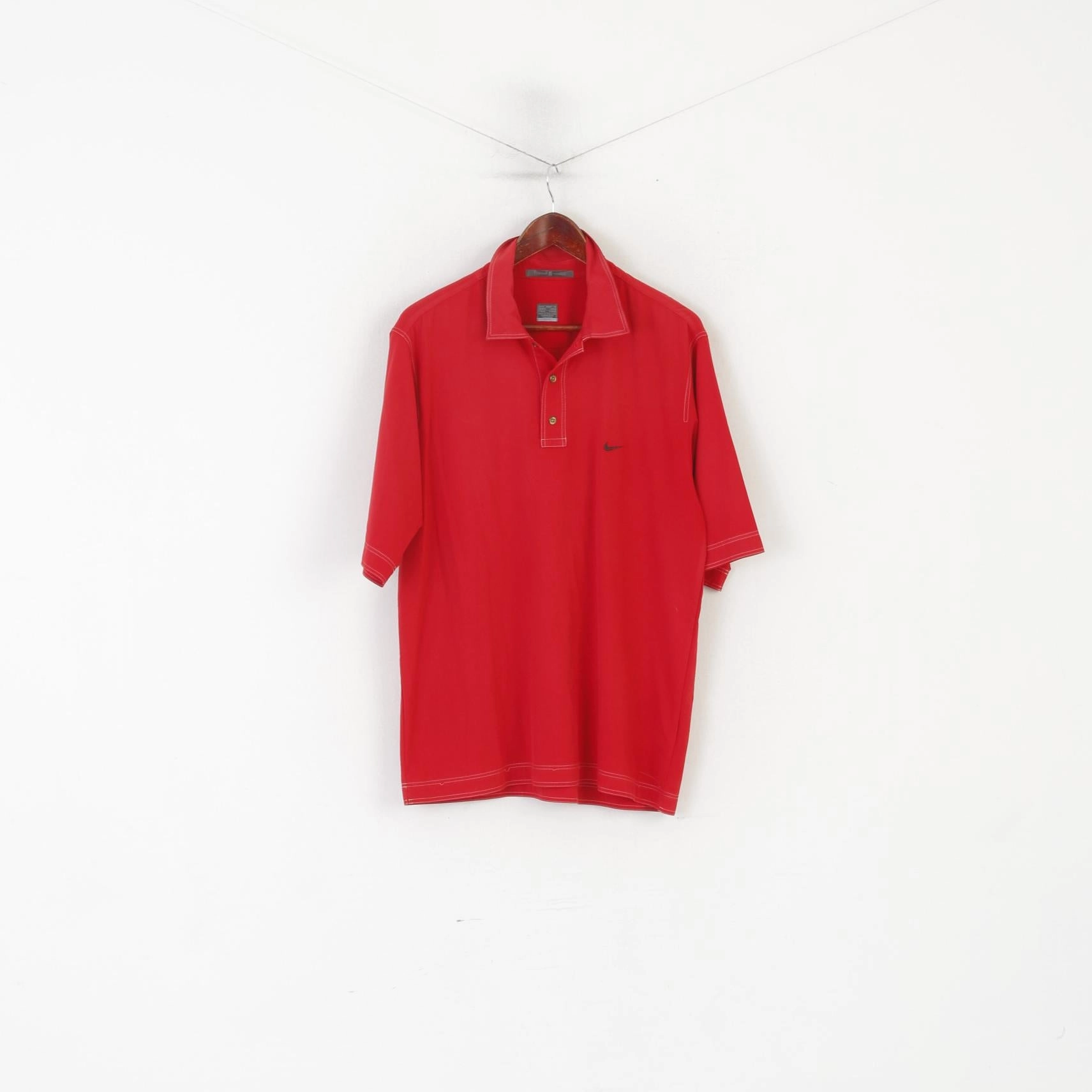 Smart Layering Wrinkle Resistant Finish Nike Tiger Woods Men M Polo Shirt Red Sportswear Golf Jersey Vintage Top