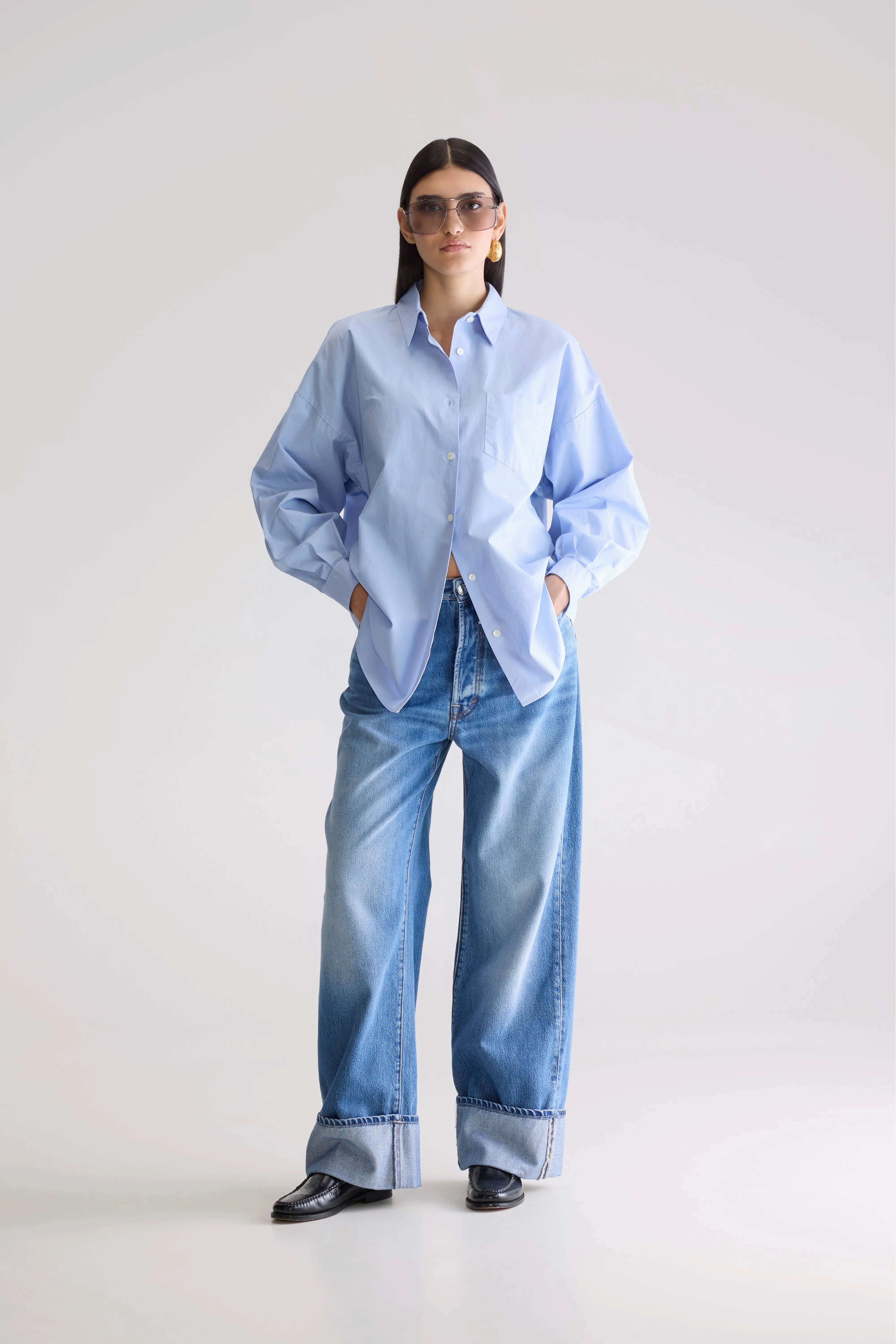 Giorgia poplin shirt (252 / W / SKY) Winter Ready Urban Fashion