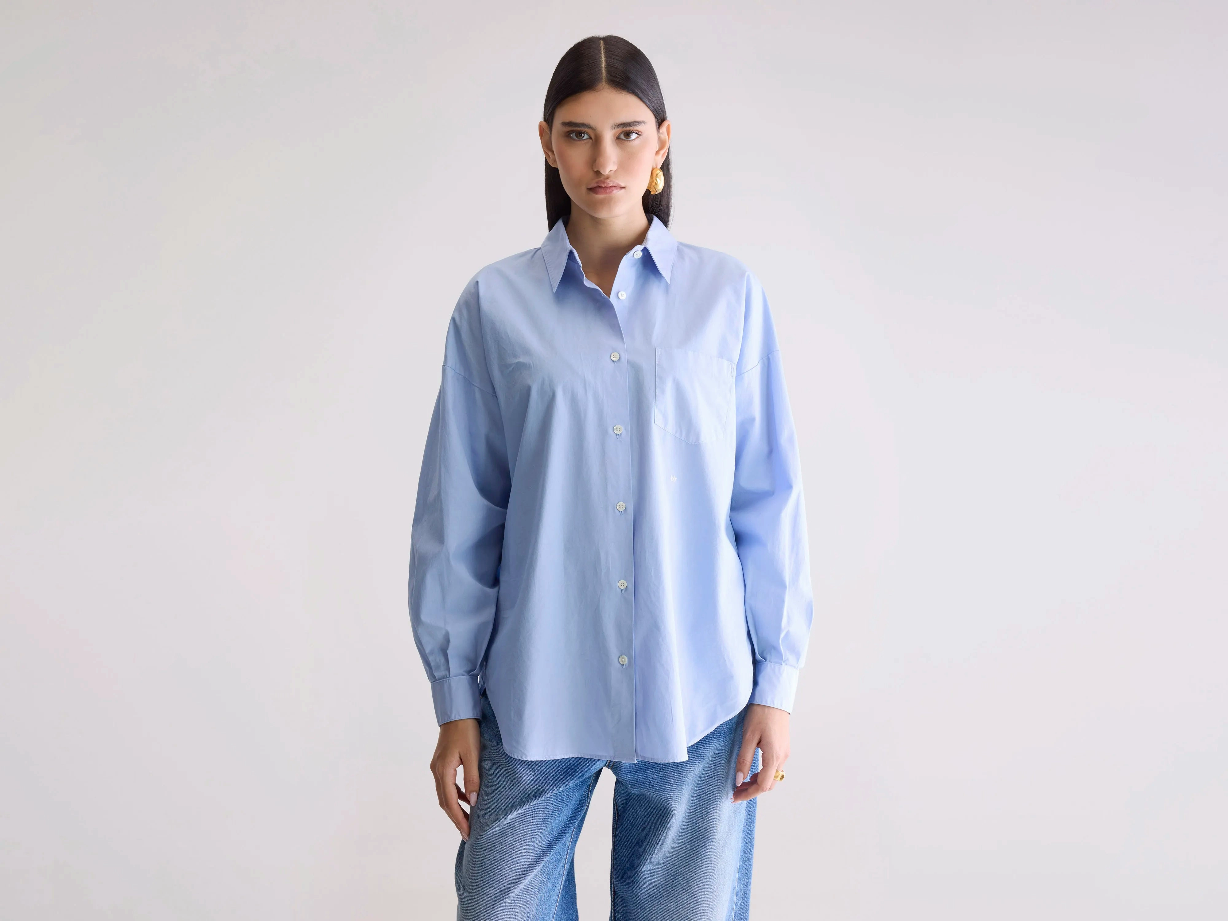 quick-drying Elastic Giorgia poplin shirt (252 / W / SKY)