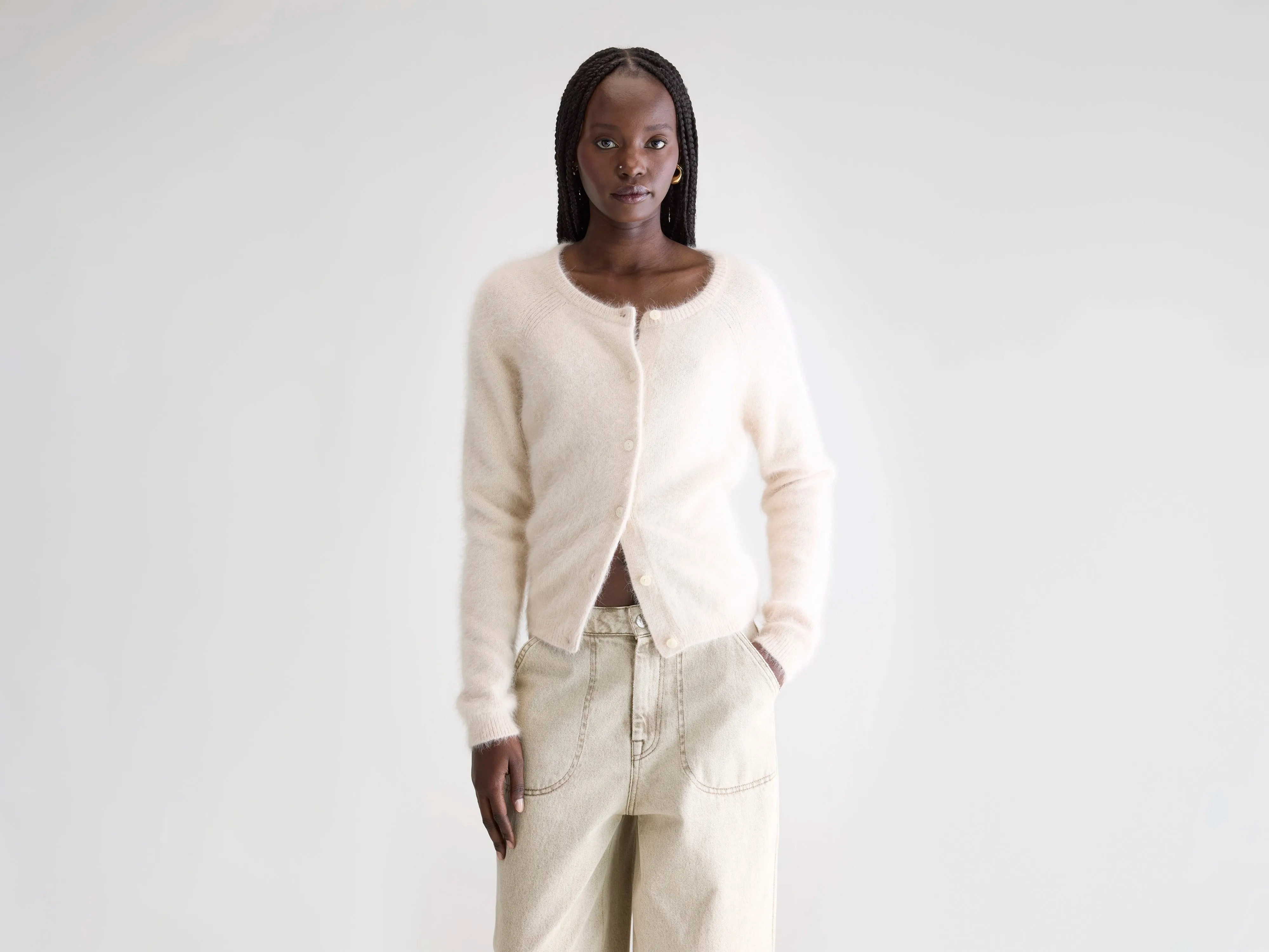 Versatile Warmth Datair angora-blend cardigan (252 / W / PARCHEMIN)