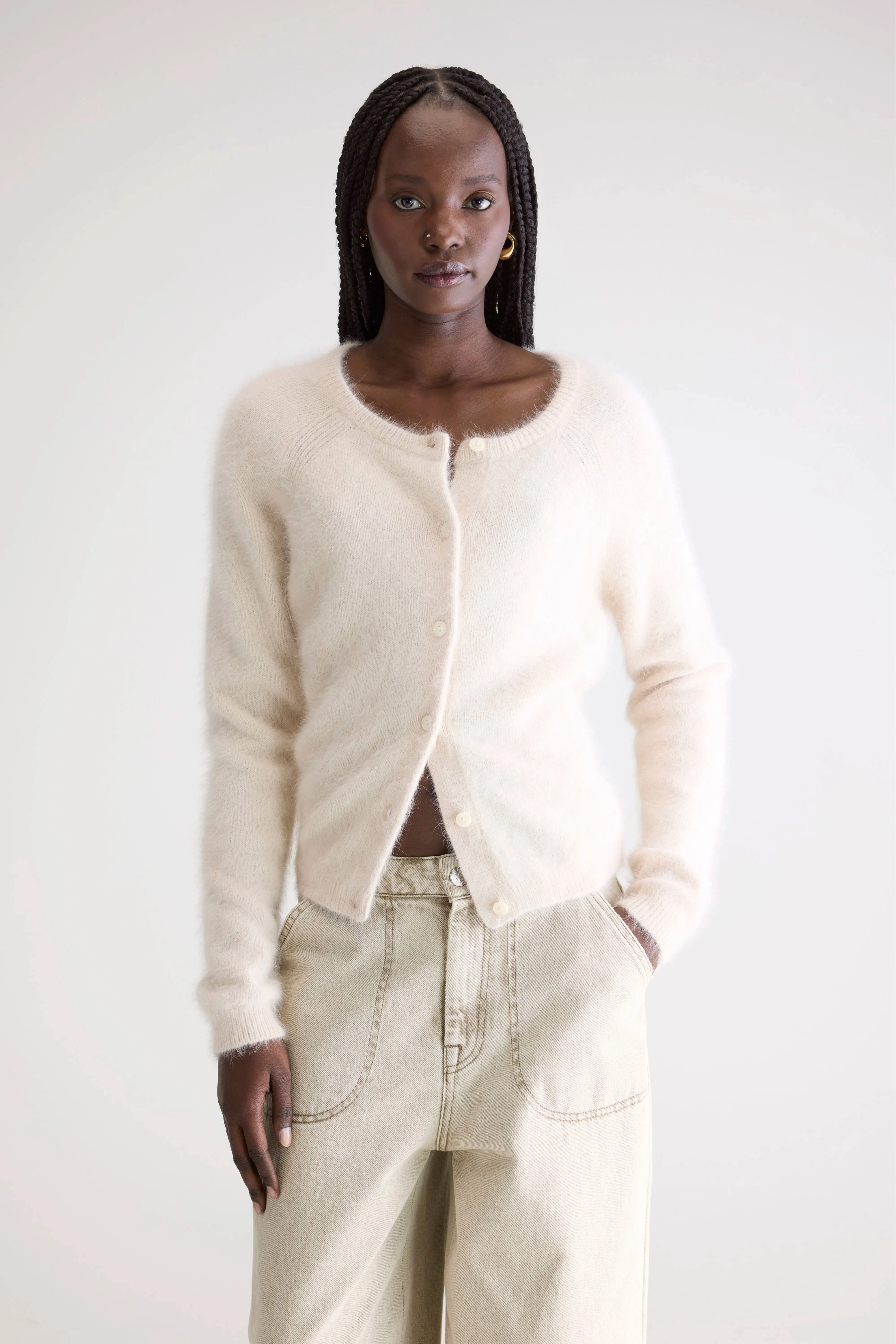 Cozy Classic Datair angora-blend cardigan (252 / W / PARCHEMIN)