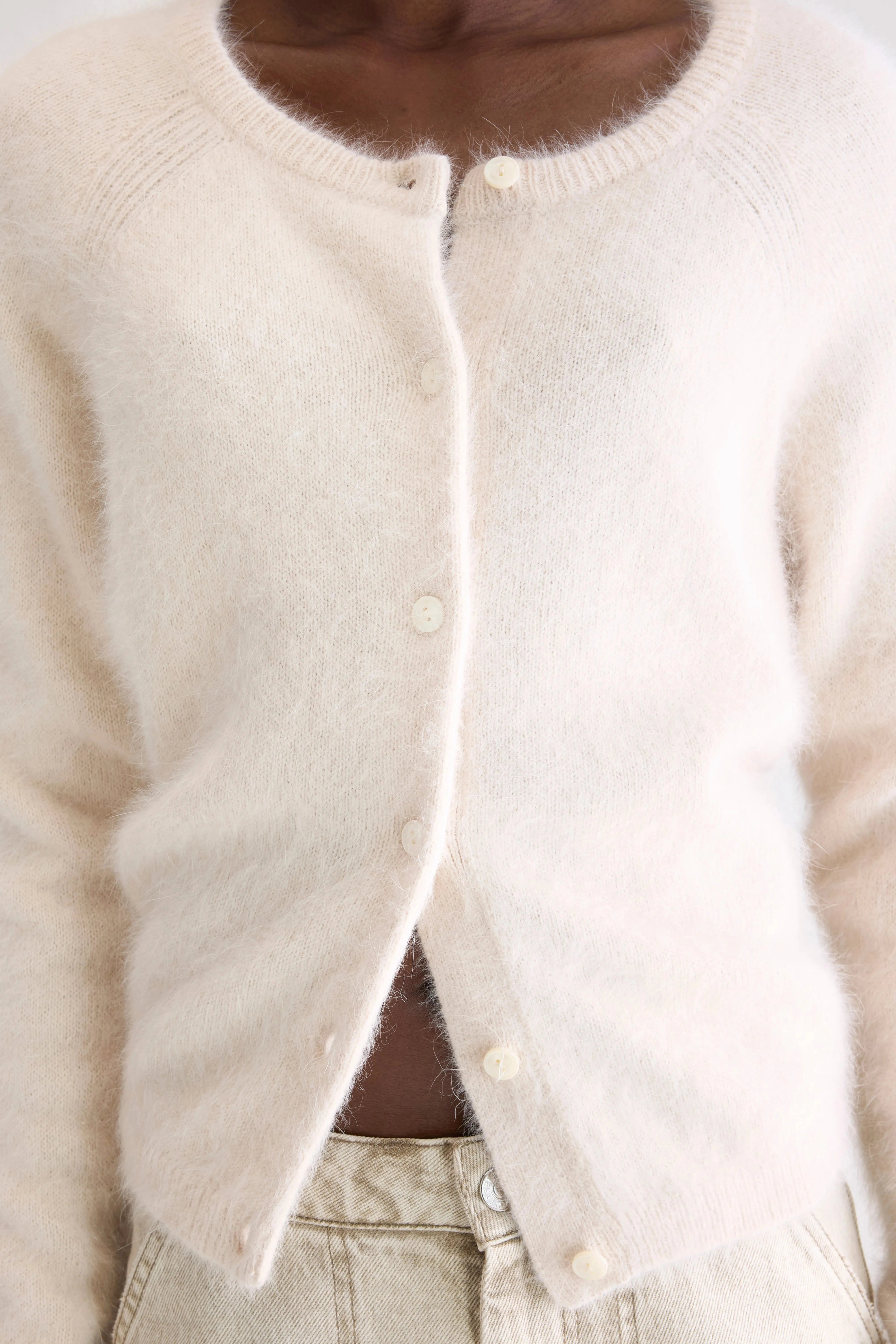 Bamboo Fiber Blend Urban Fashion Datair angora-blend cardigan (252 / W / PARCHEMIN)