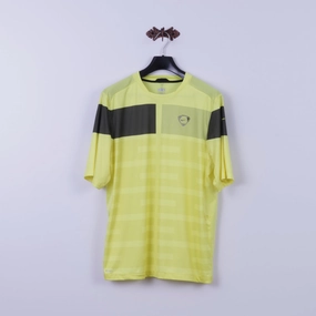 Nike Mens L Shirt Neon Yellow Football Training Dri Fit Jersey Sportswear Top BreathableMaterial