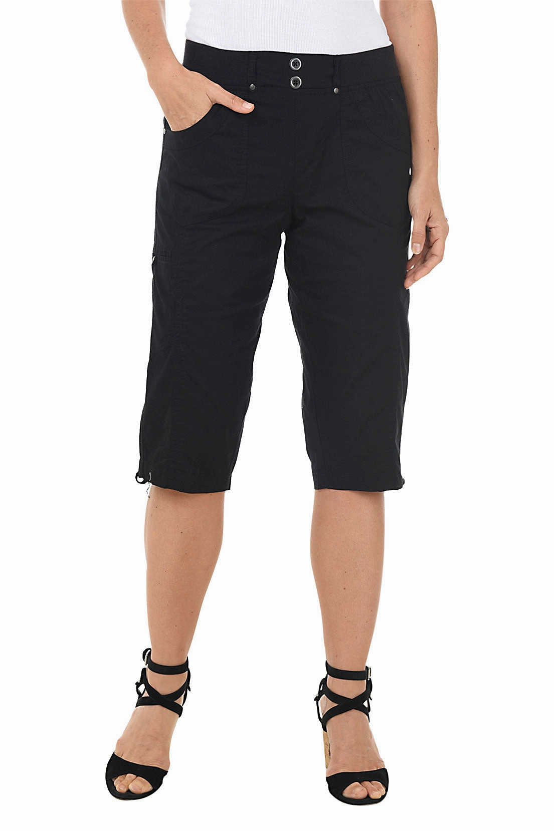 Valerie Pull-On Grommet Capri Pant Layering Piece