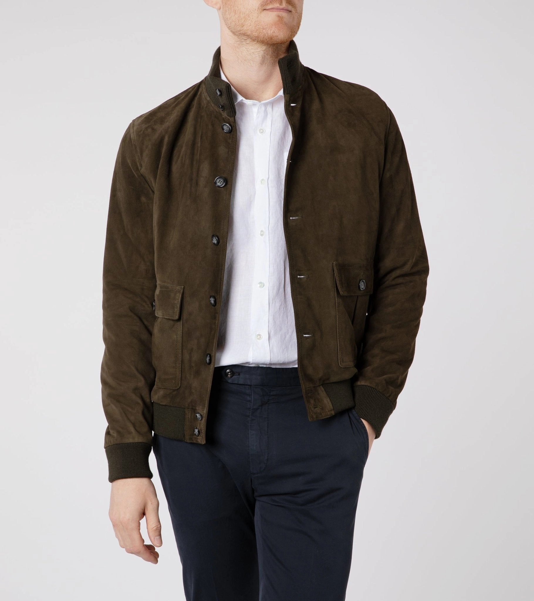 Valstar Valstarino Lined Suede Jacket: Moss Green Neutral Tones Look