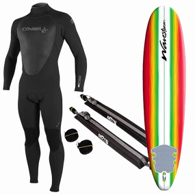 Men's Wetsuit, Surfboard, and Rack Package DragReducingSurface HighVisibilityTrim