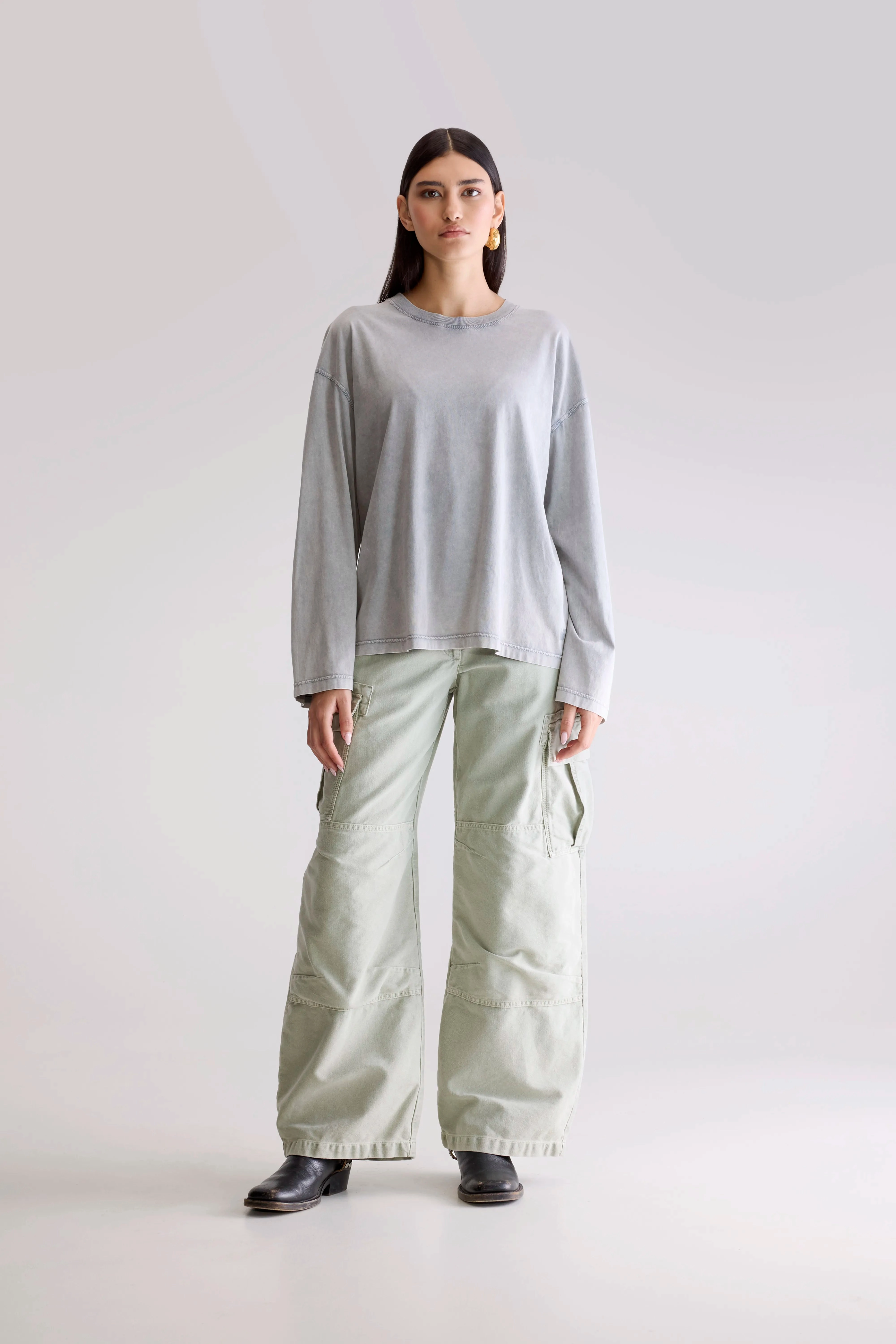 Fandy long sleeve t-shirt (252 / W / IRON) Daily Relaxed Lounge Fit