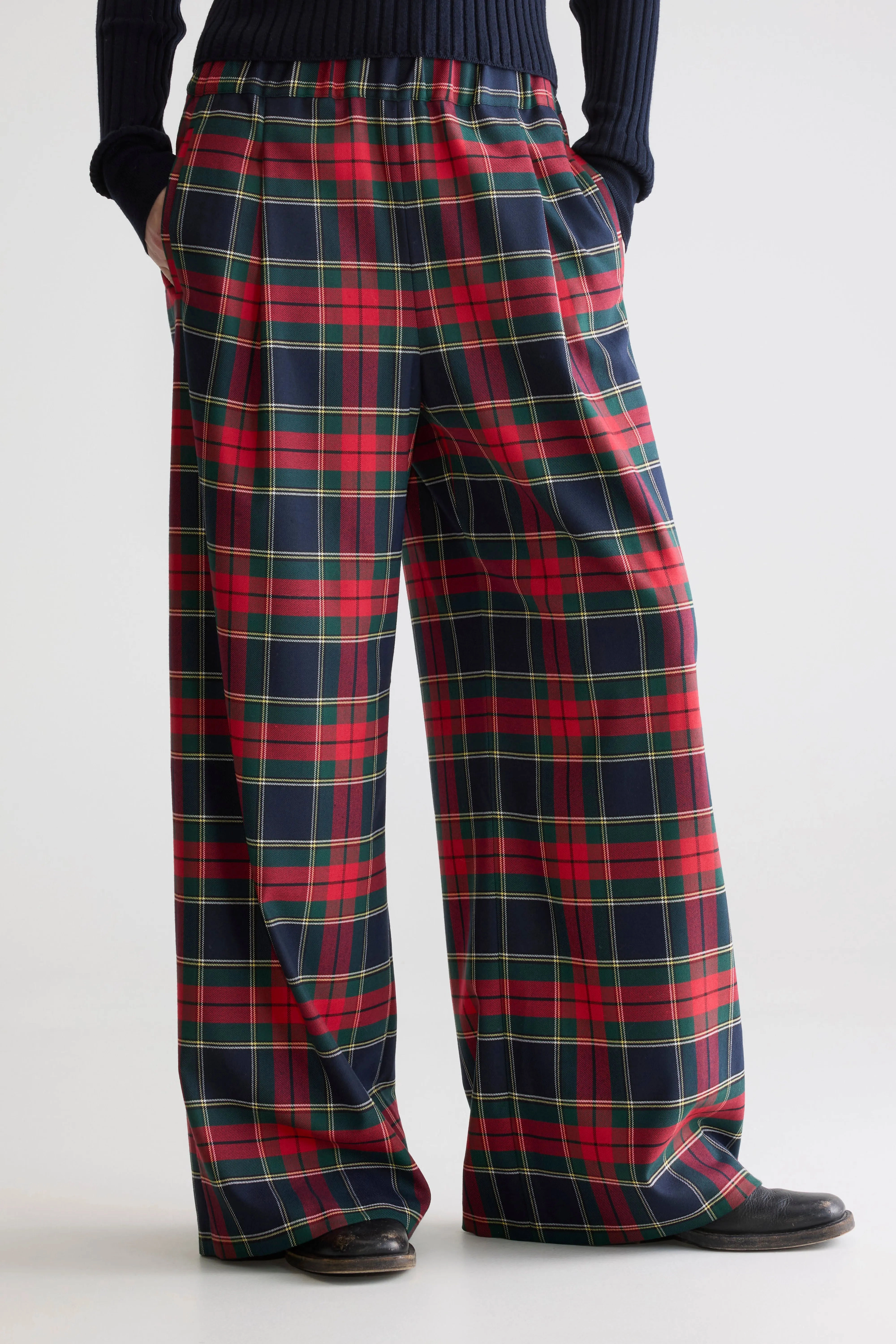 Vespa wide trousers (252 / W / CHECK B) ReinforcedBeltLoops
