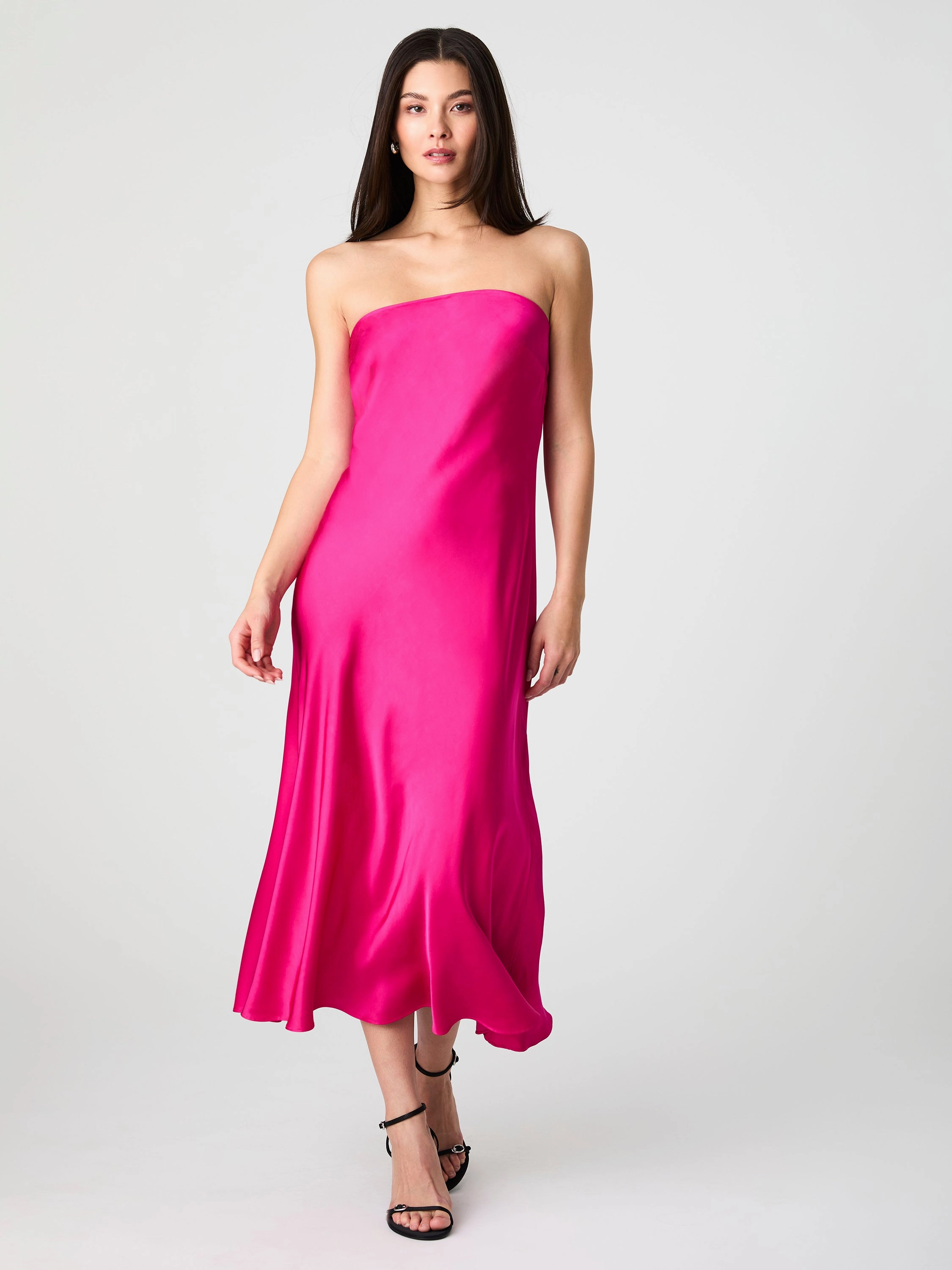 Bright-colored piece Bodycon Fit Strapless Cowl Back Midi Dress
