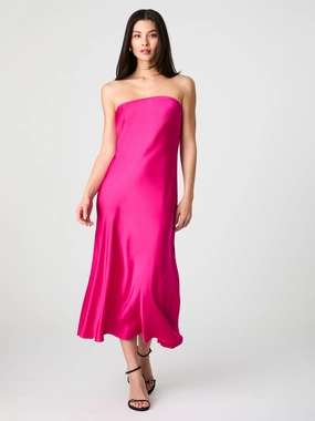 Strapless Cowl Back Midi Dress Smart and Elegant