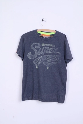 Superdry Mens L T-Shirt Grey Cotton Crew Neck Fresh Style Trend