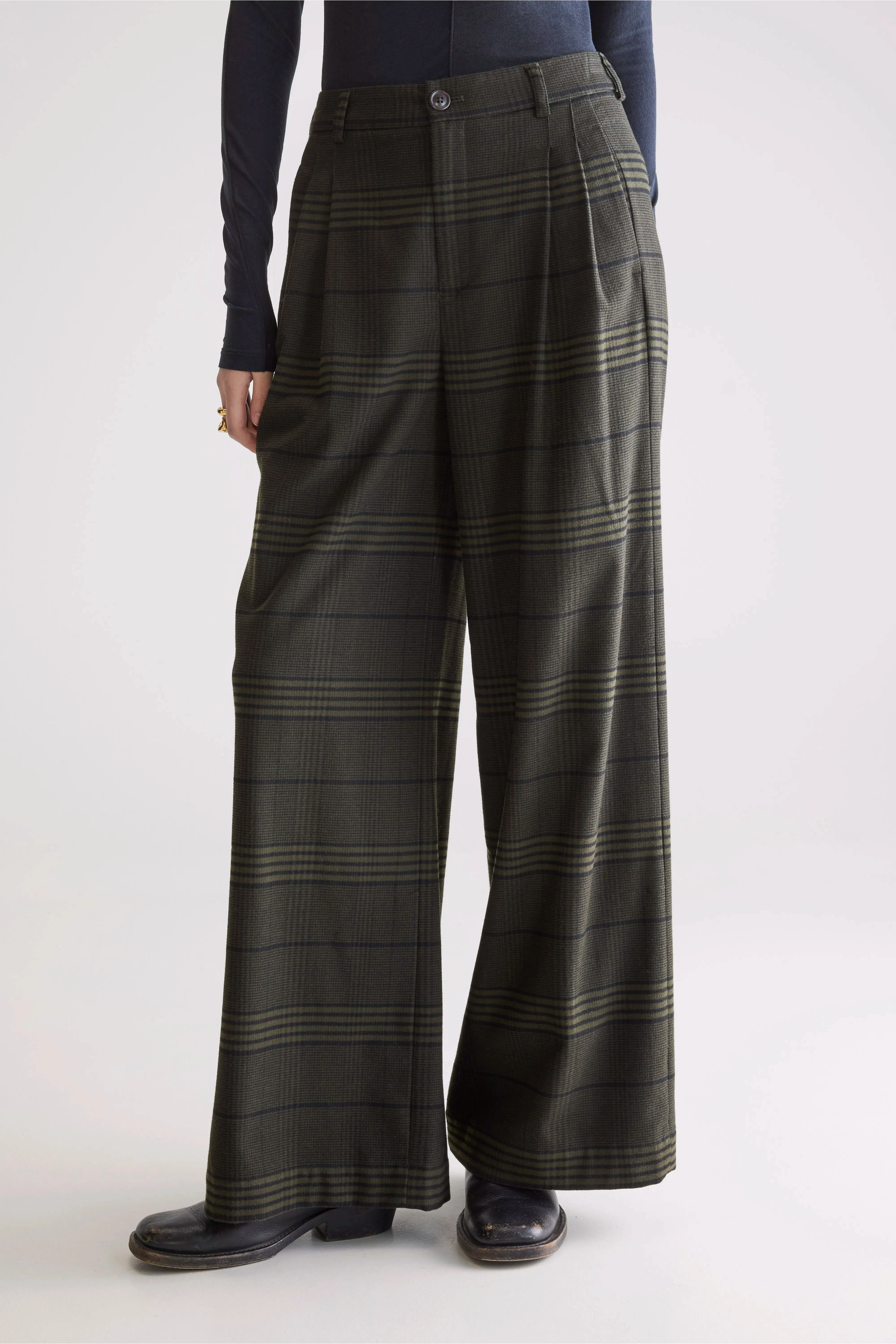 Volkert wide tailored trousers (252 / W / CHECK A) ReinforcedBeltLoops