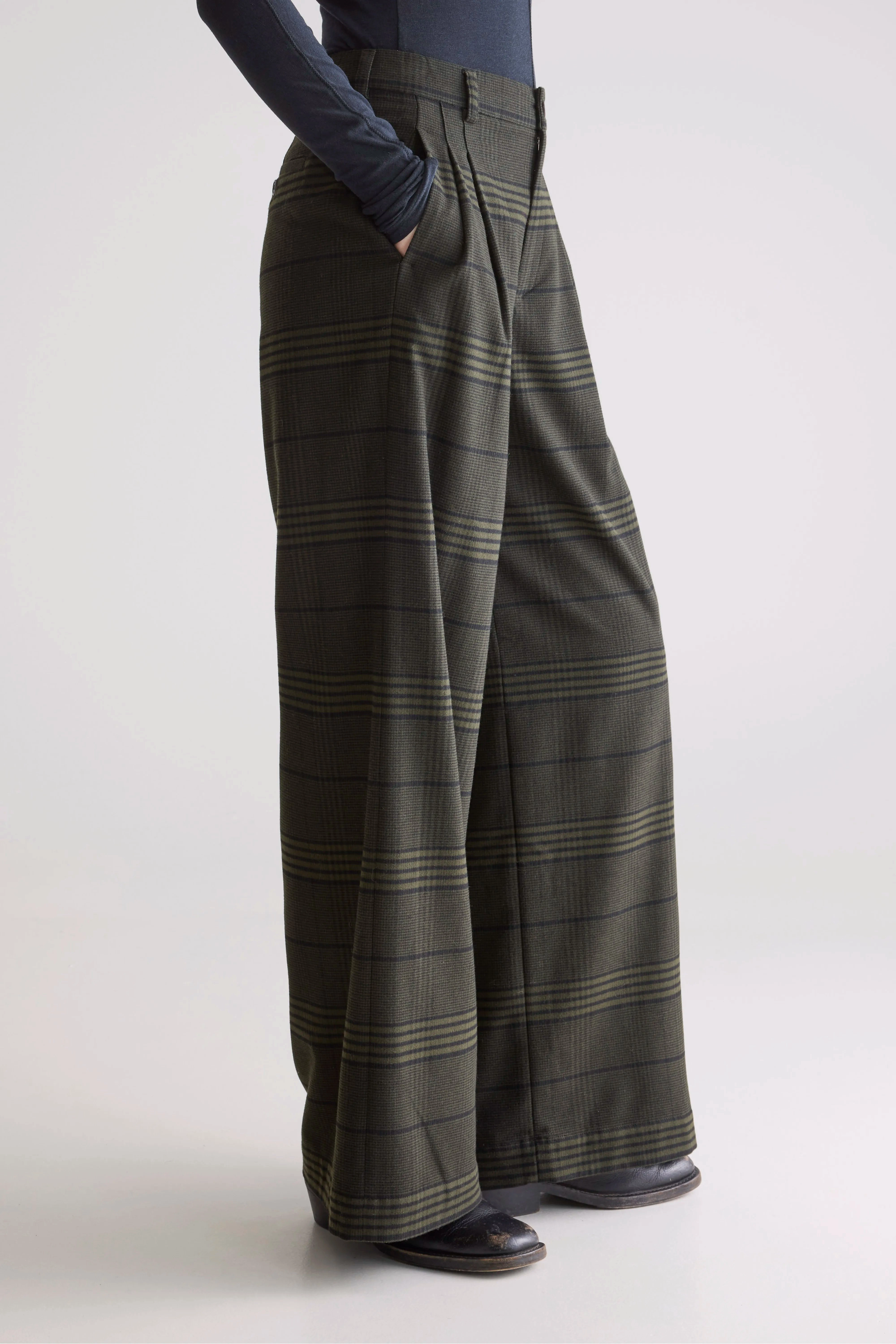 Volkert wide tailored trousers (252 / W / CHECK A) Heat Friendly tailored look
