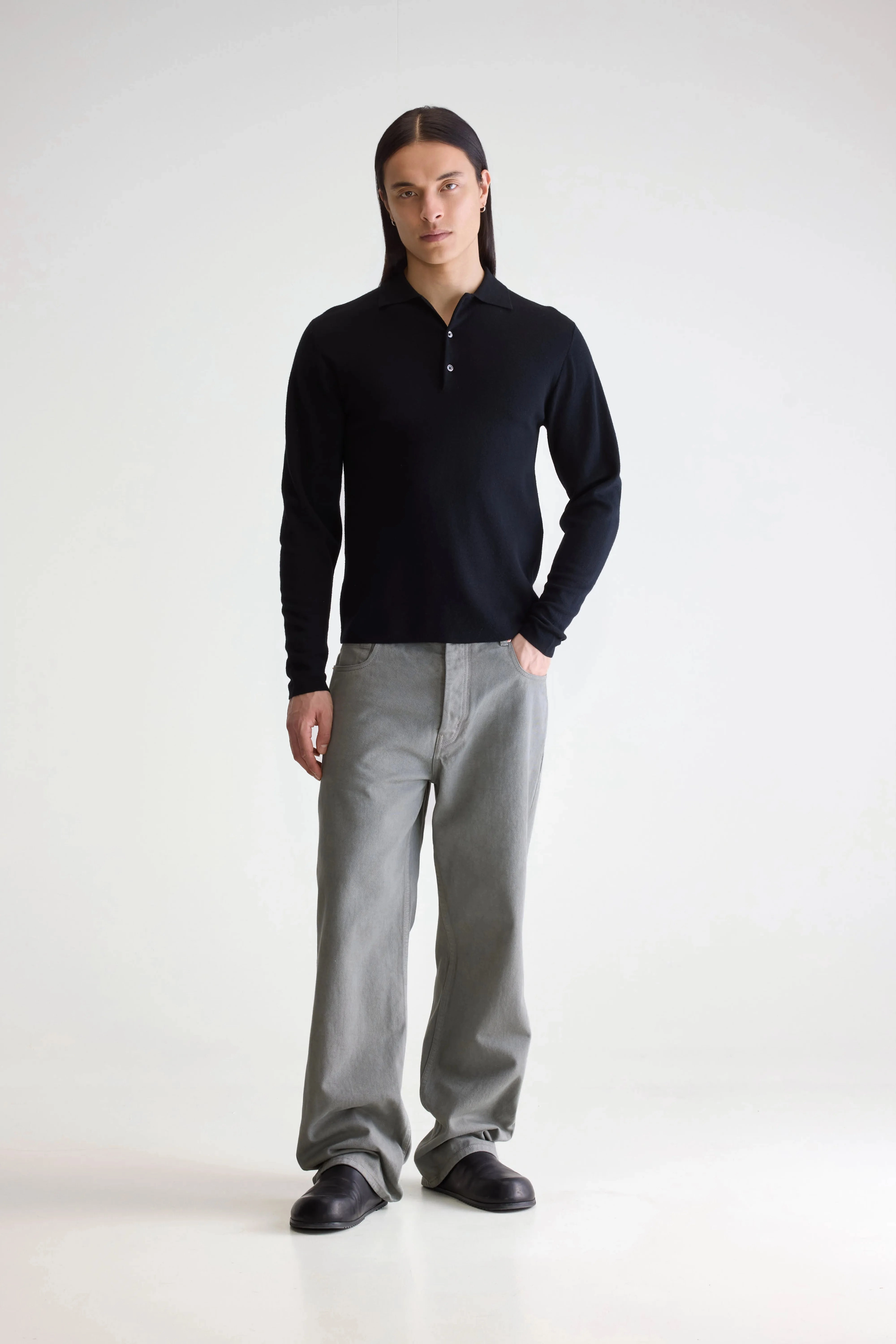 Dynay slim polo sweater (252 / M / BLACK) MoistureWicking