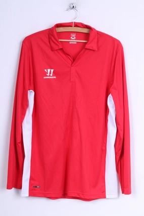 Warrior Mens XL Polo Shirt Red White Unleash Hell Long Sleeve Jersey Slim Waist Non Irritating Tags