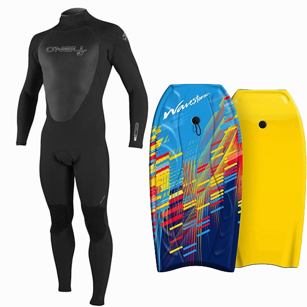 EcoFriendly Manufacturing Men's Wetsuit & Bodyboard Package