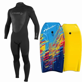 FlexibleMaterial MultiStretch Panels Men's Wetsuit & Bodyboard Package