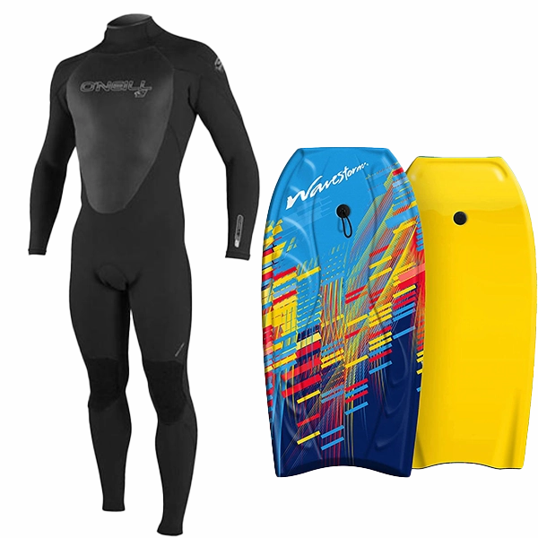 FlexibleMaterial MultiStretch Panels Men's Wetsuit & Bodyboard Package