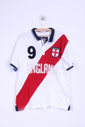 Next Mens XL Polo Shirt Cotton England No 9 White Active Comfort SeamlessSidePanels